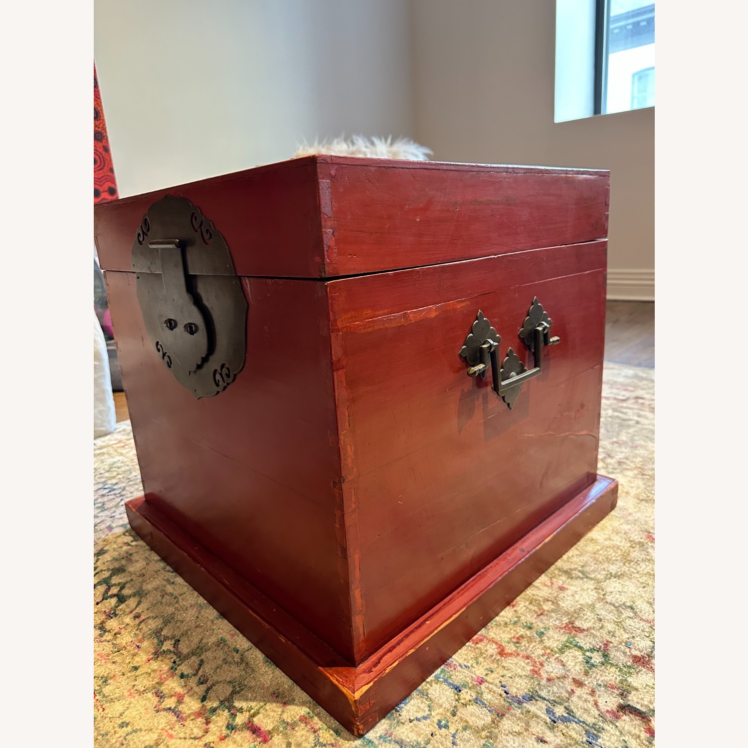 Antique Looking Red Wood Trunk - image-2