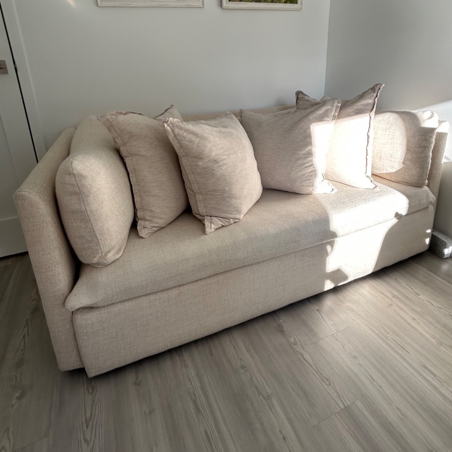 West Elm Marin Cream Fabric 2 Seater Sofa - image-3