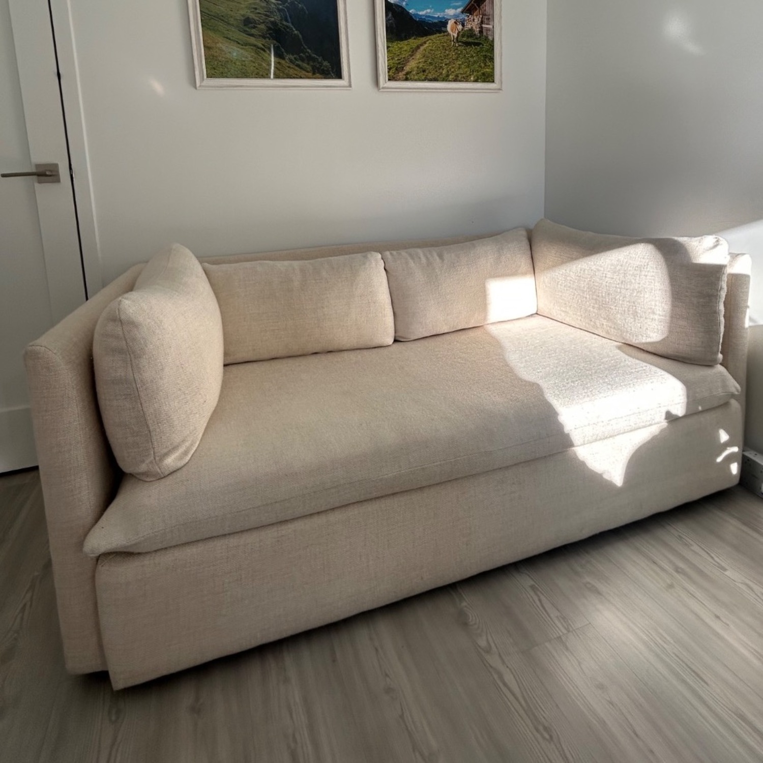 West Elm Marin Cream Fabric 2 Seater Sofa - image-5