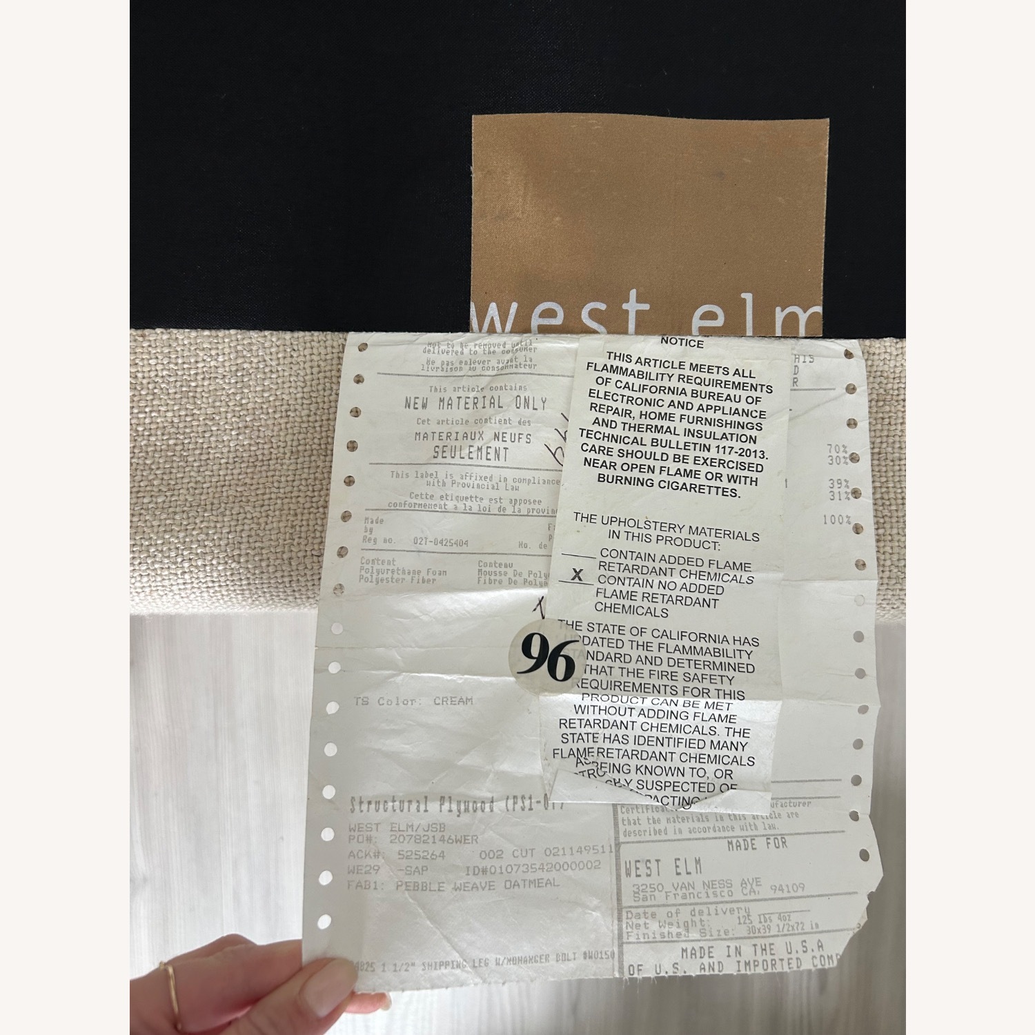 West Elm Marin Cream Fabric 2 Seater Sofa - image-6