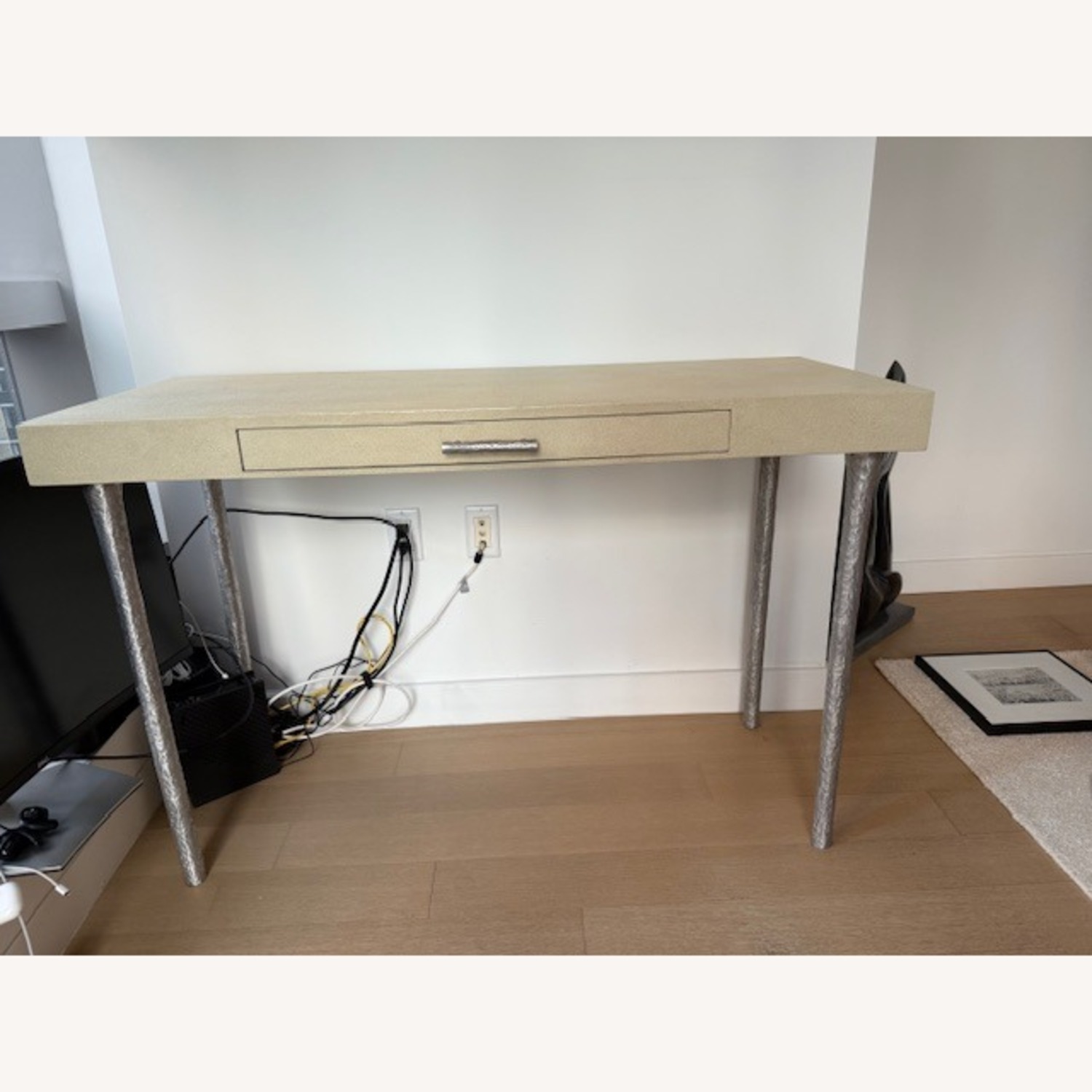 Belle & June Ivory Faux Shagreen Desk - image-6