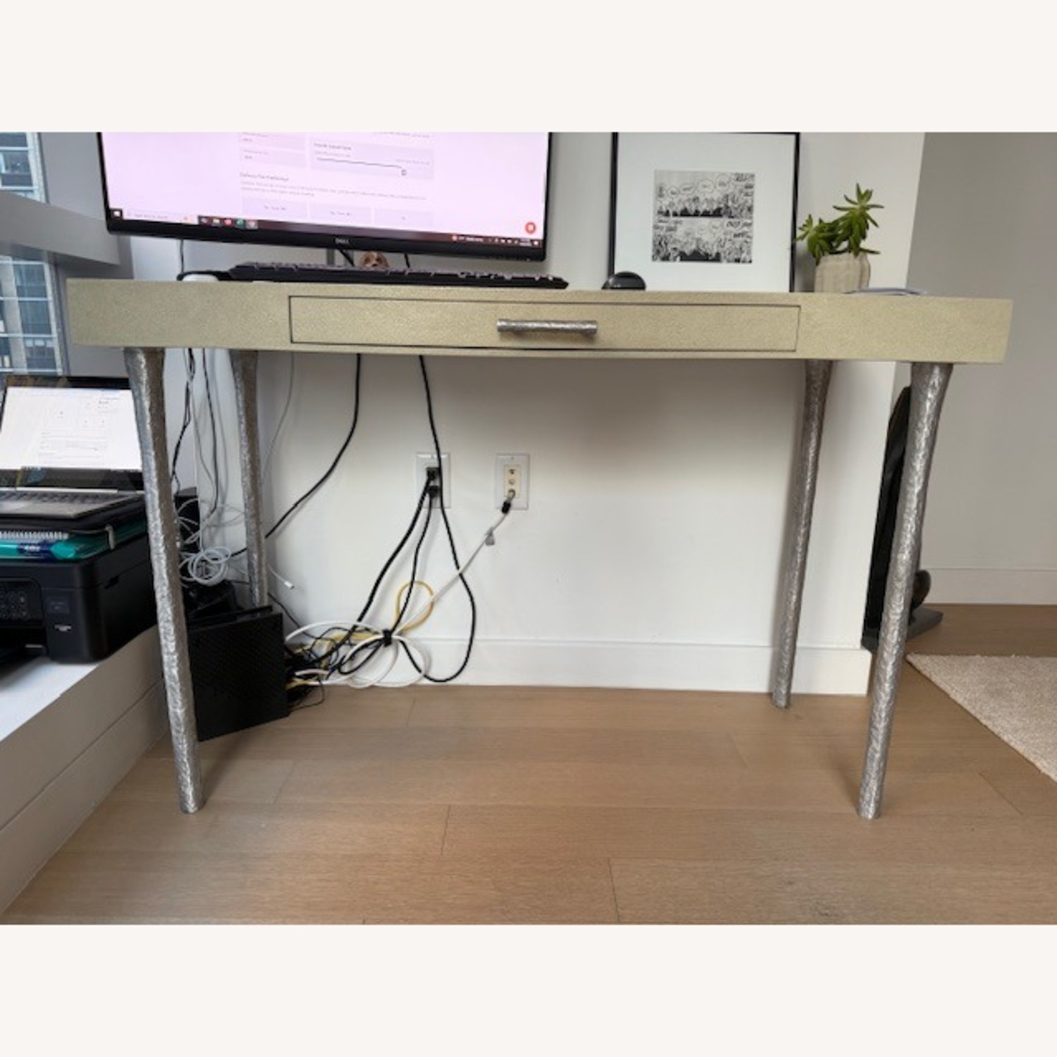 Belle & June Ivory Faux Shagreen Desk - image-7