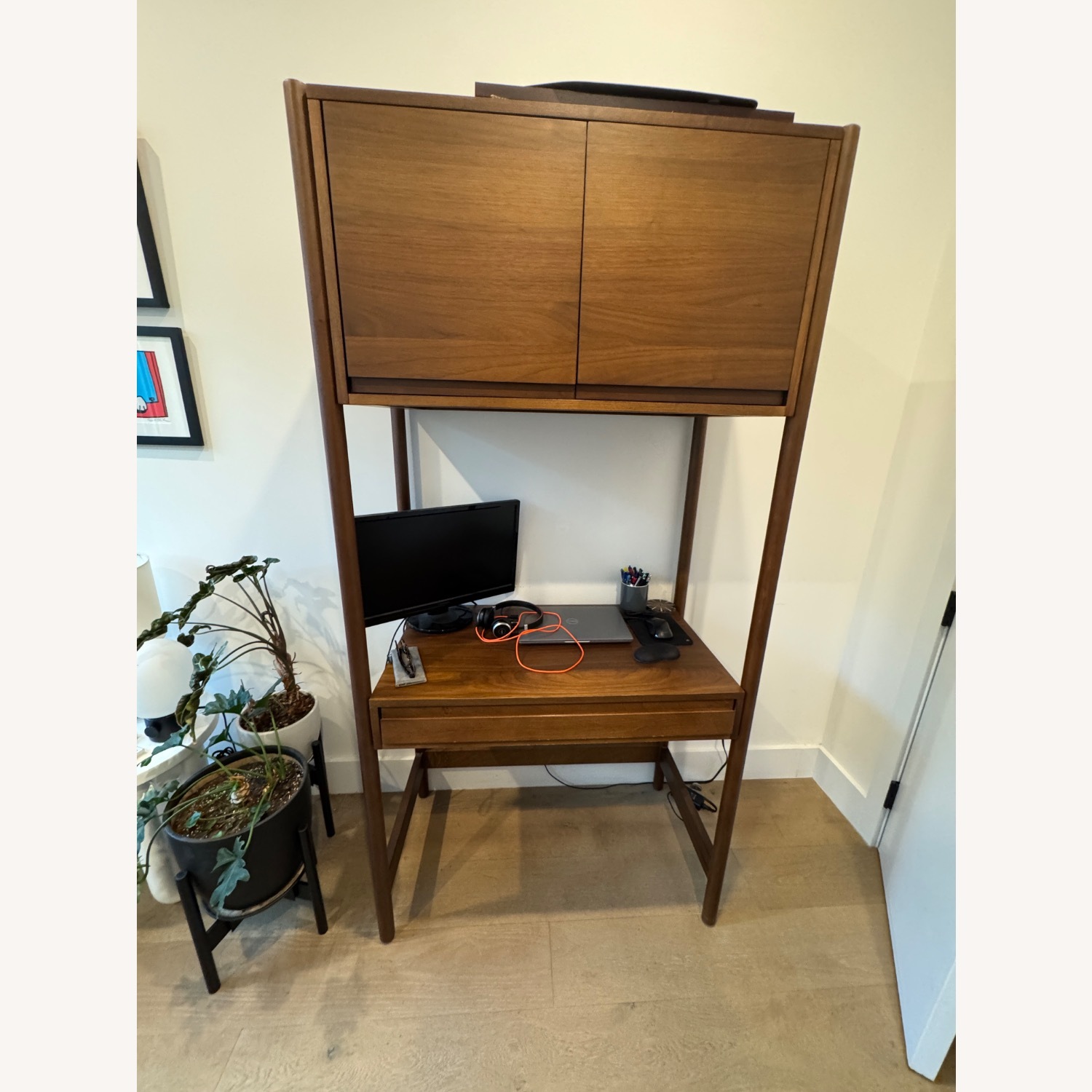 Williams Sonoma Mid Century Modern Desk + Cabinet - image-1