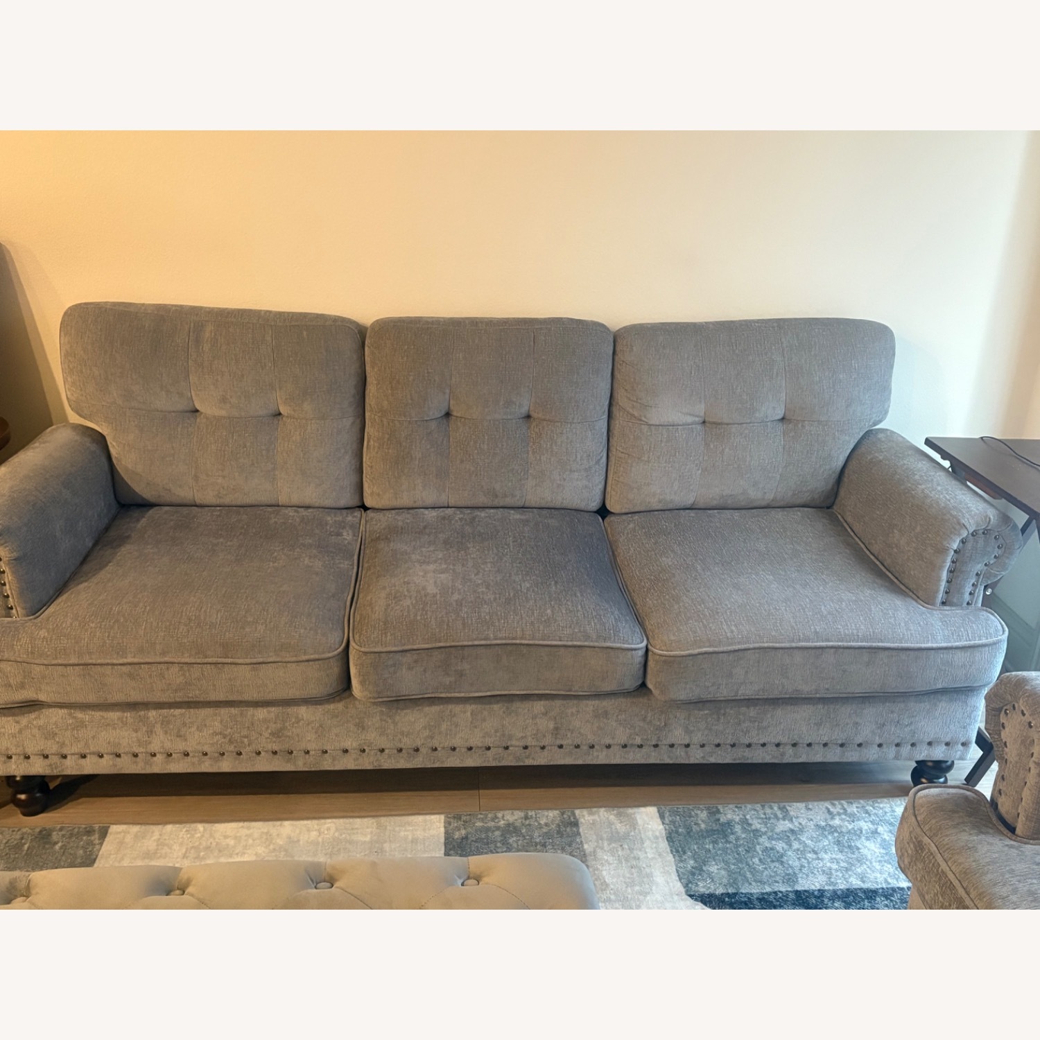 Home Depot Jearey Light Gray Fabric 3+ Seater Sofa - image-3