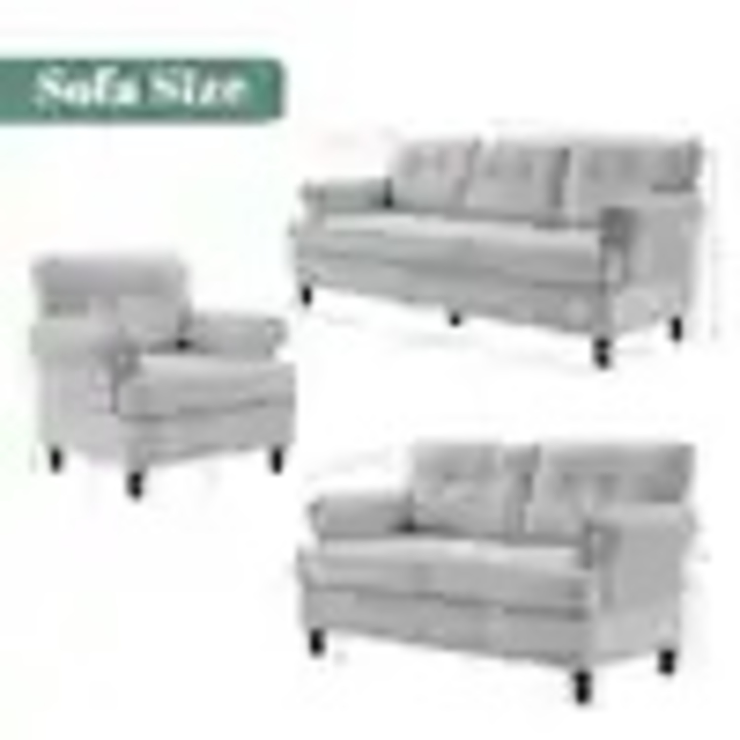 Home Depot Jearey Light Gray Fabric 3+ Seater Sofa - image-4