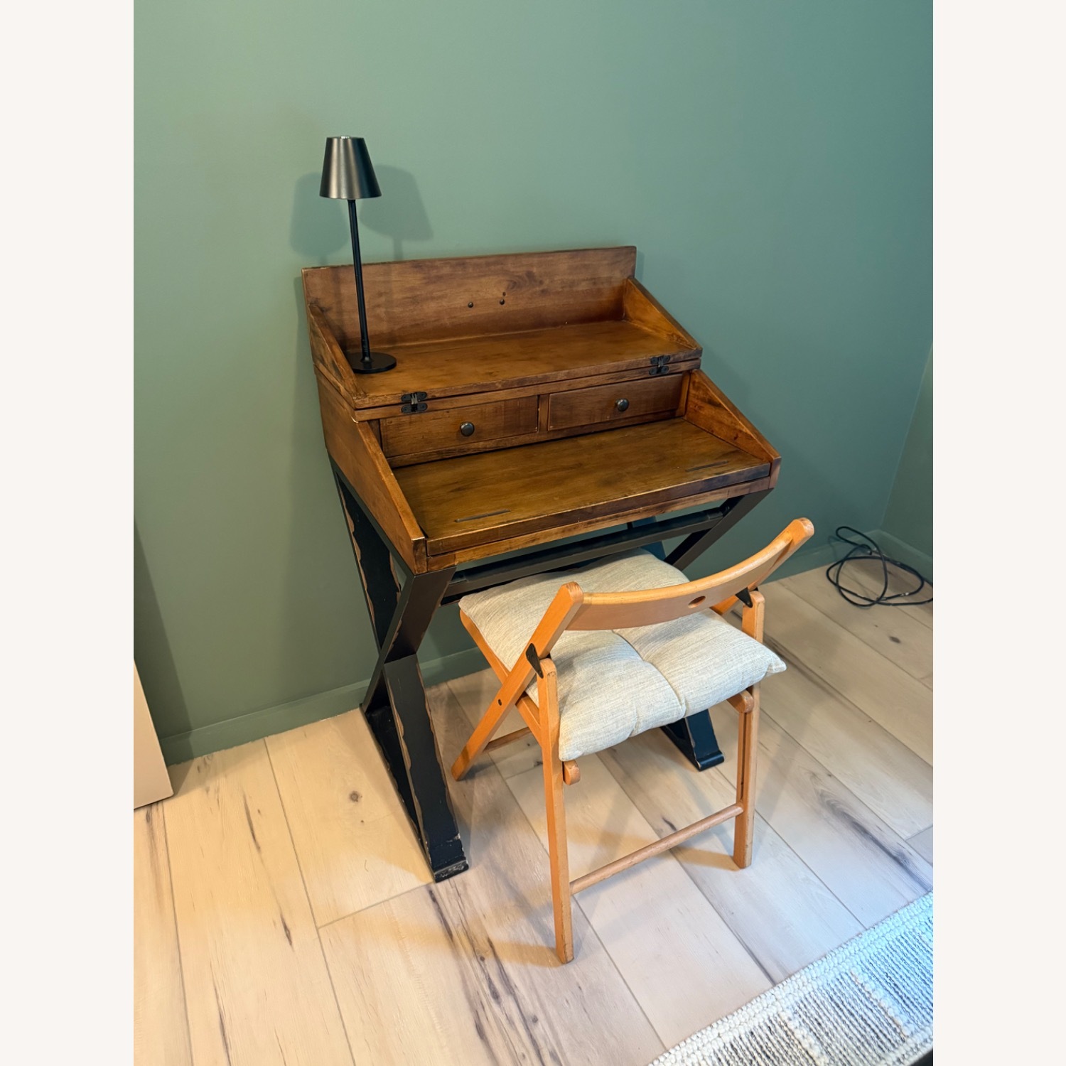 World Market Distressed Antique Wood Secretary Desk - image-1