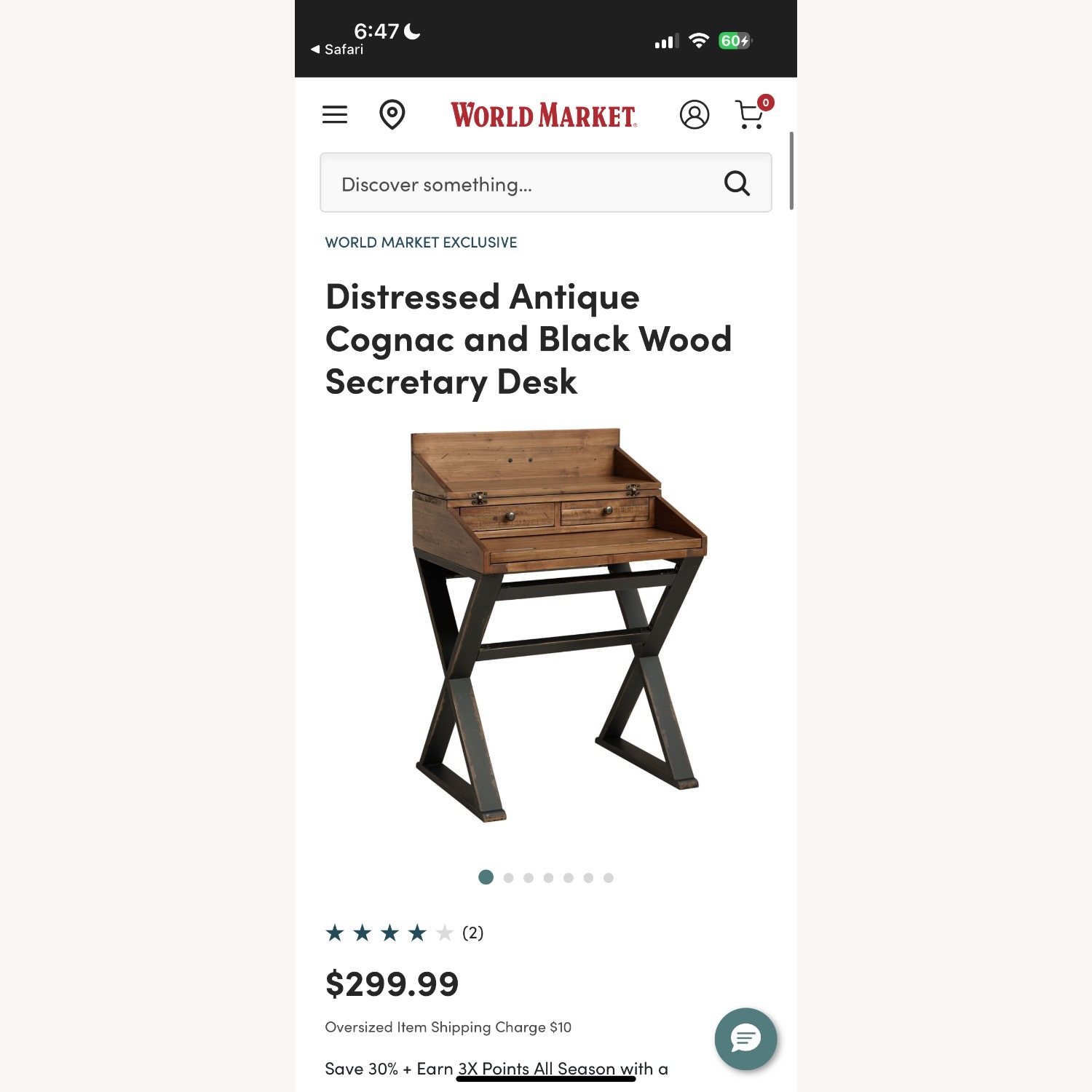 World Market Distressed Antique Wood Secretary Desk - image-2