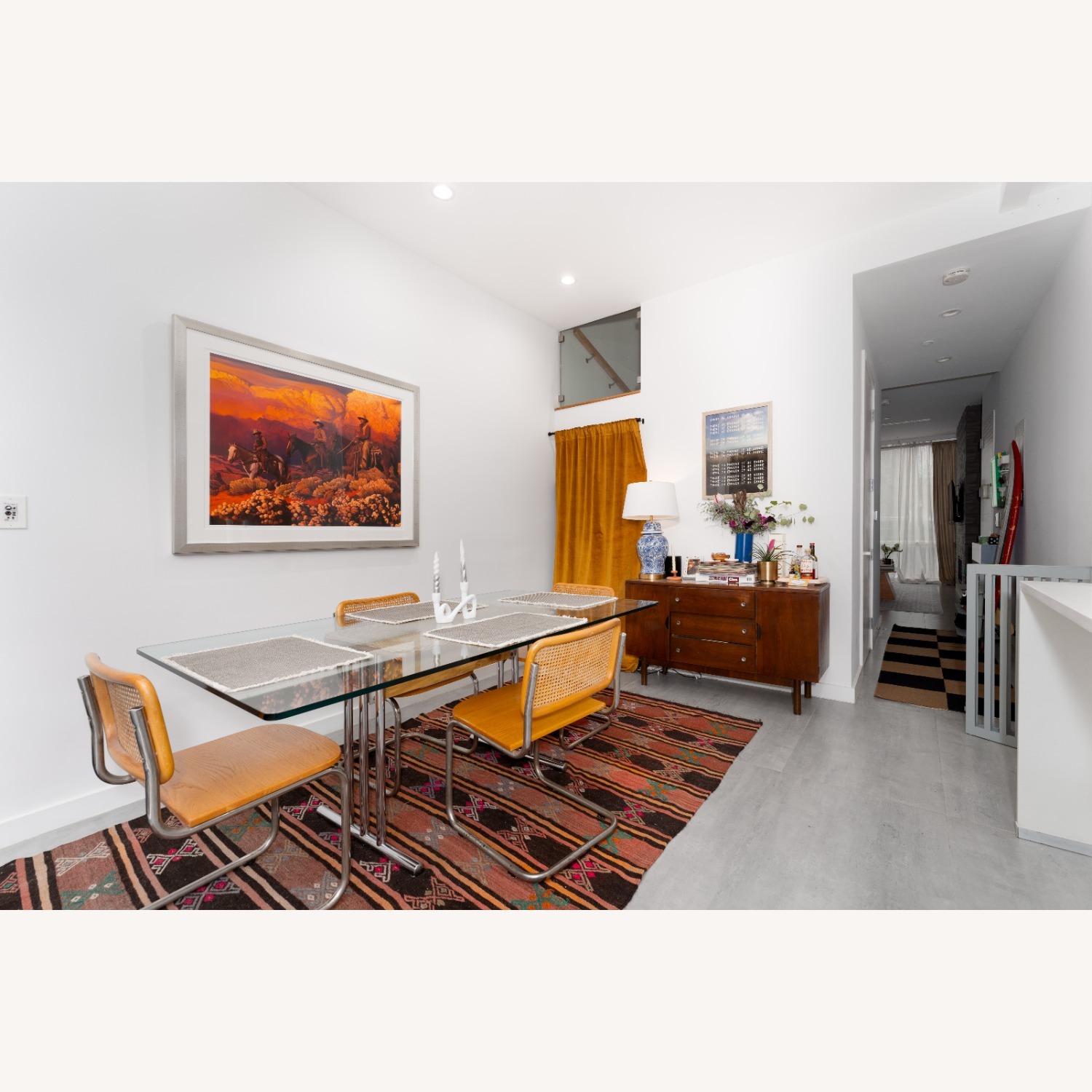 Vintage Rattan and Glass Chrome Dining Table - image-1