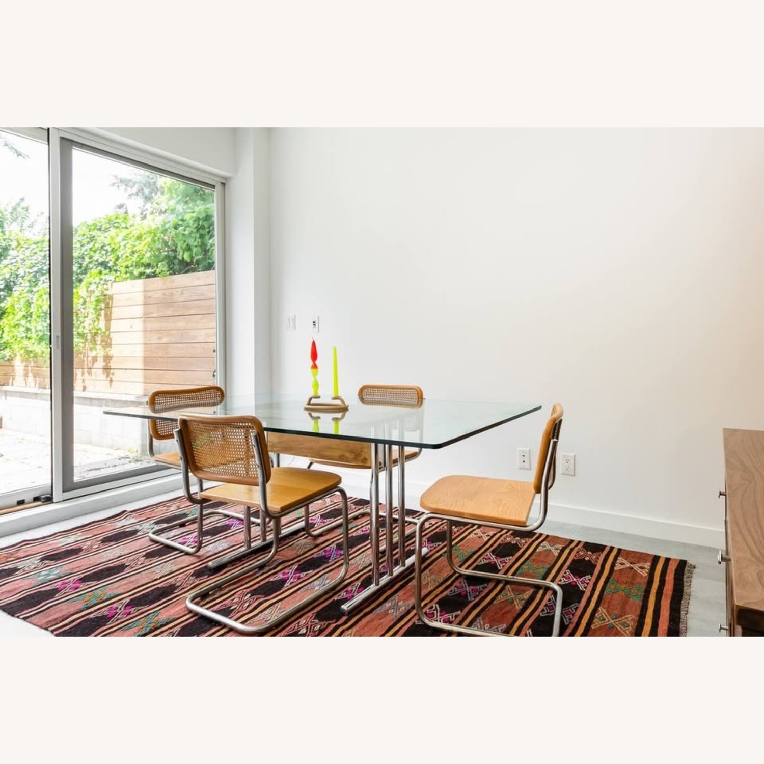 Vintage Rattan and Glass Chrome Dining Table - image-2