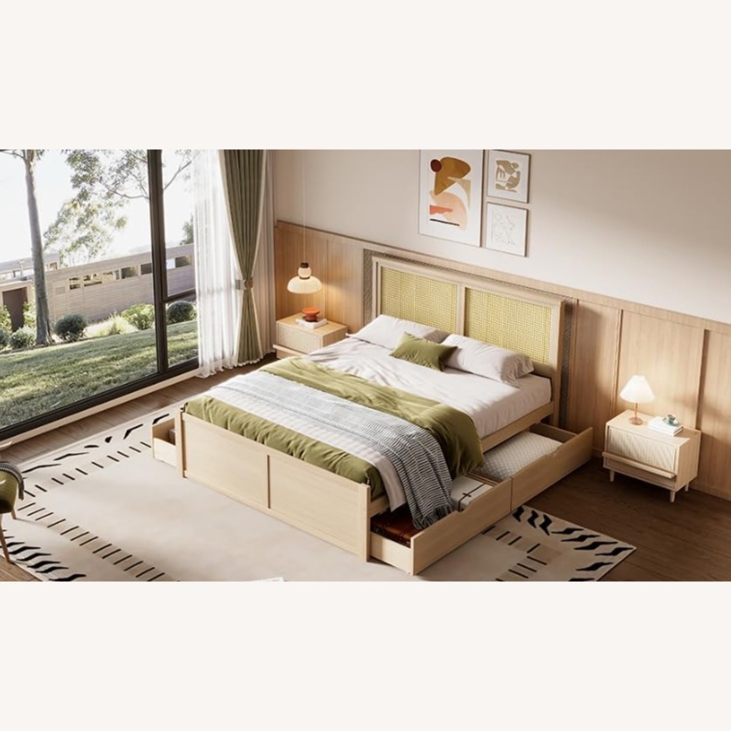 Amazon Natural Wood Queen Bed - image-2