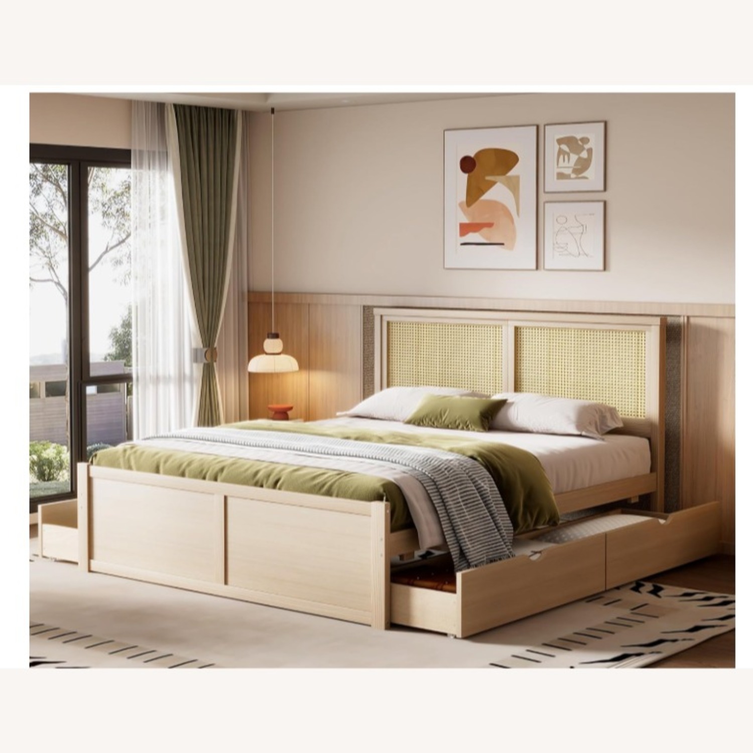 Amazon Natural Wood Queen Bed - image-1
