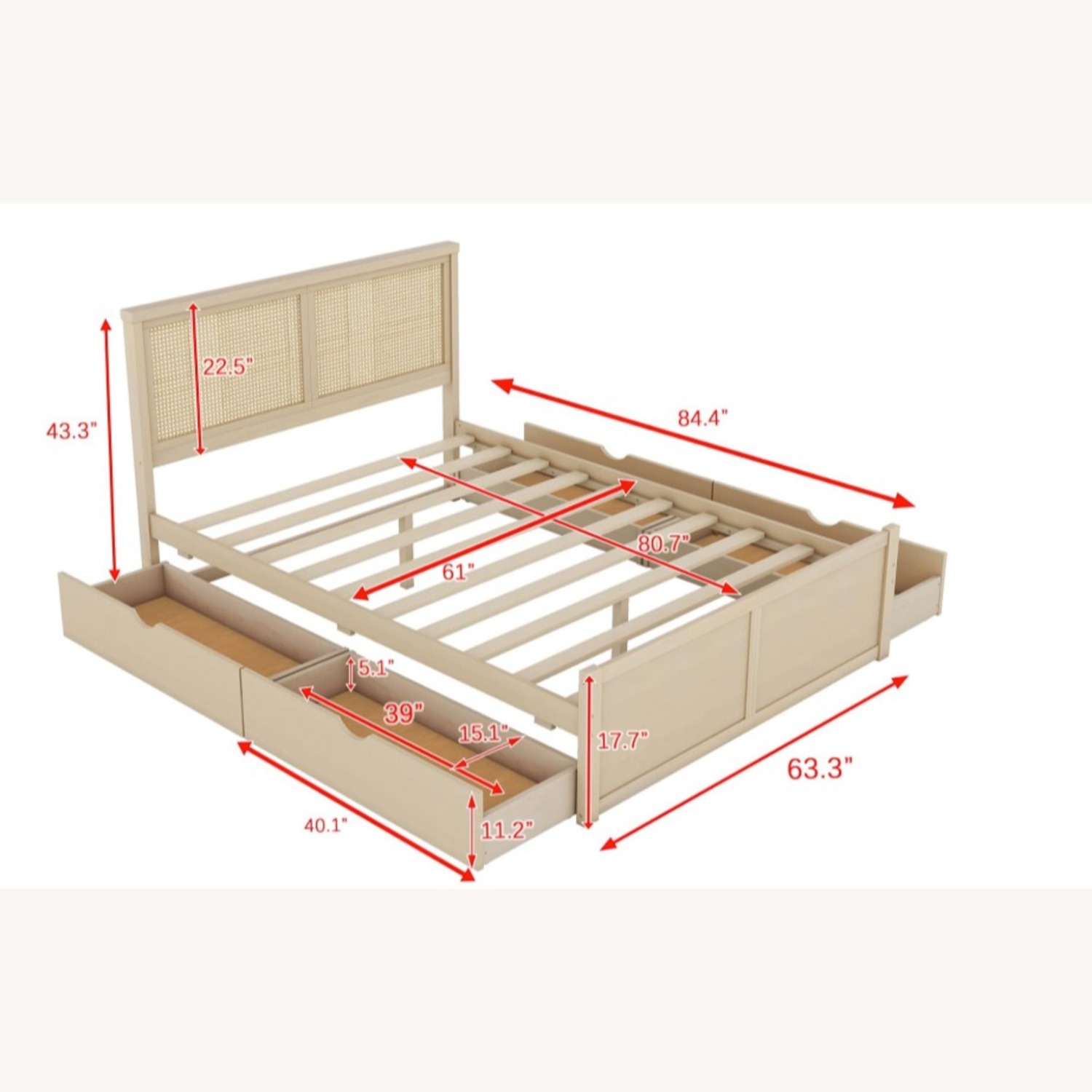Amazon Natural Wood Queen Bed - image-3