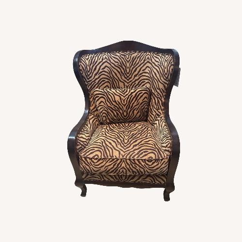 Used Leather & Zebra Fabric Wingback Chair for sale on AptDeco