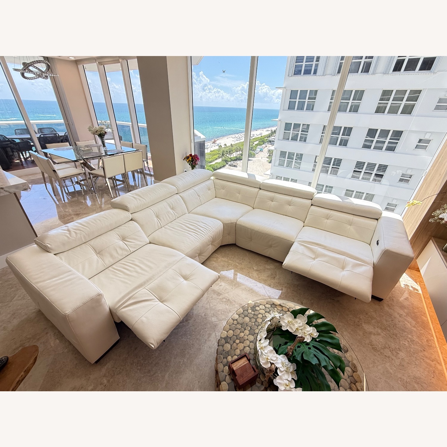 White Leather 3+ Piece Sectional - image-2