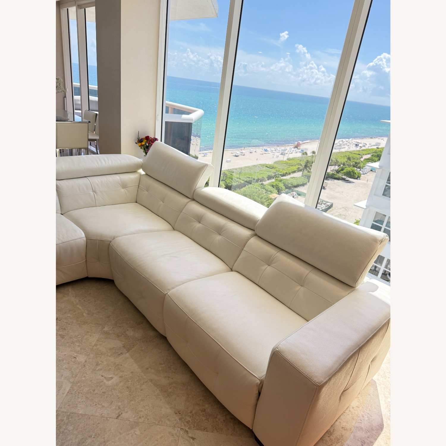 White Leather 3+ Piece Sectional - image-3