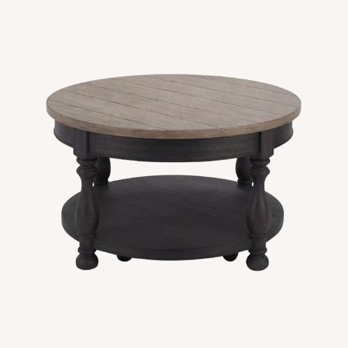 Used Raymour & Flanigan Villa Ridge Dark Brown Wood Coffee Table for sale on AptDeco