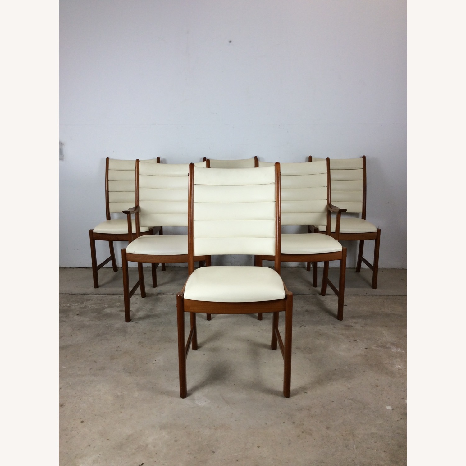 Set of 6 Danish Dining Chairs with Leather - image-1