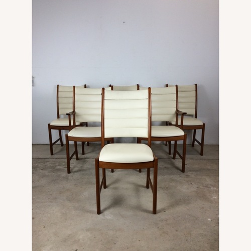 Used Set of 6 Danish Dining Chairs with Leather for sale on AptDeco