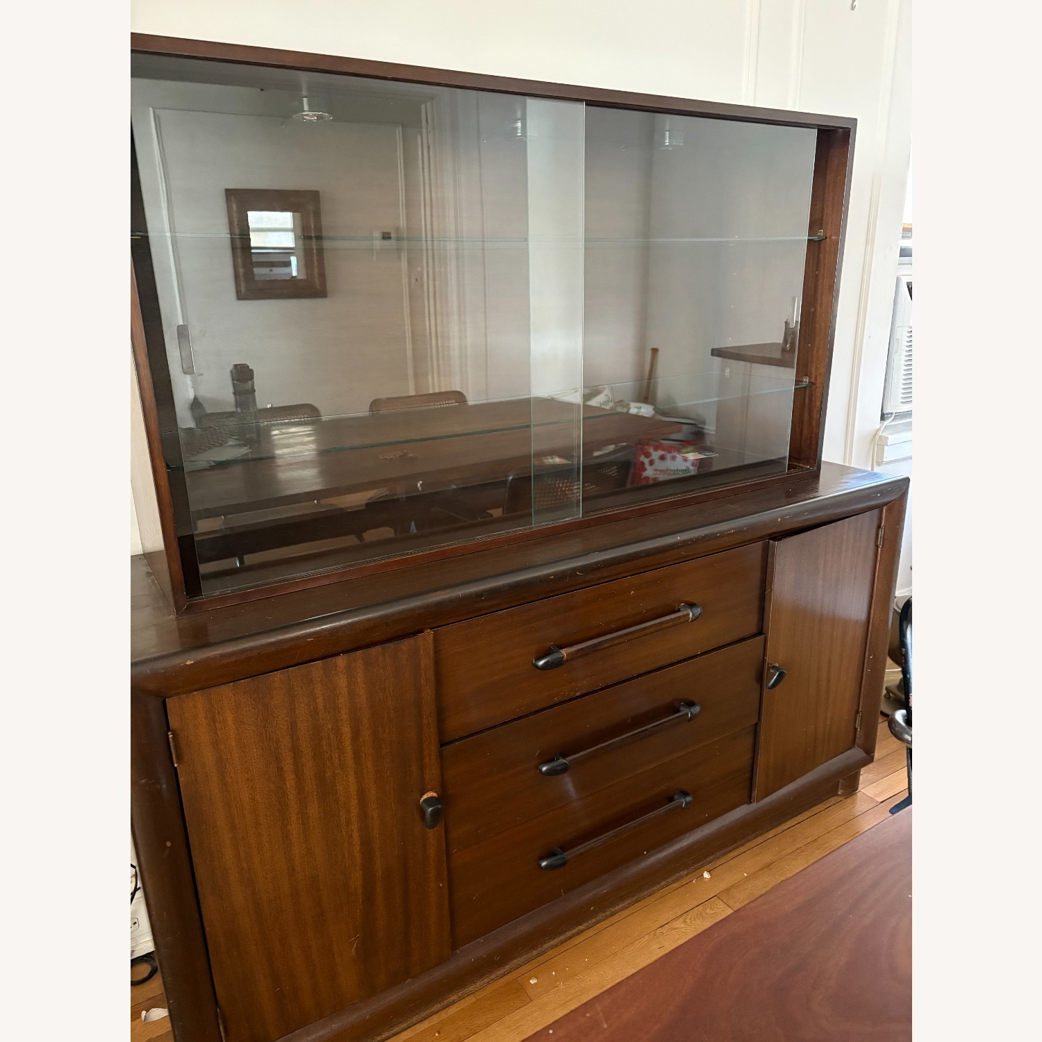 Art Deco Dark Brown Wood Sideboard - image-0