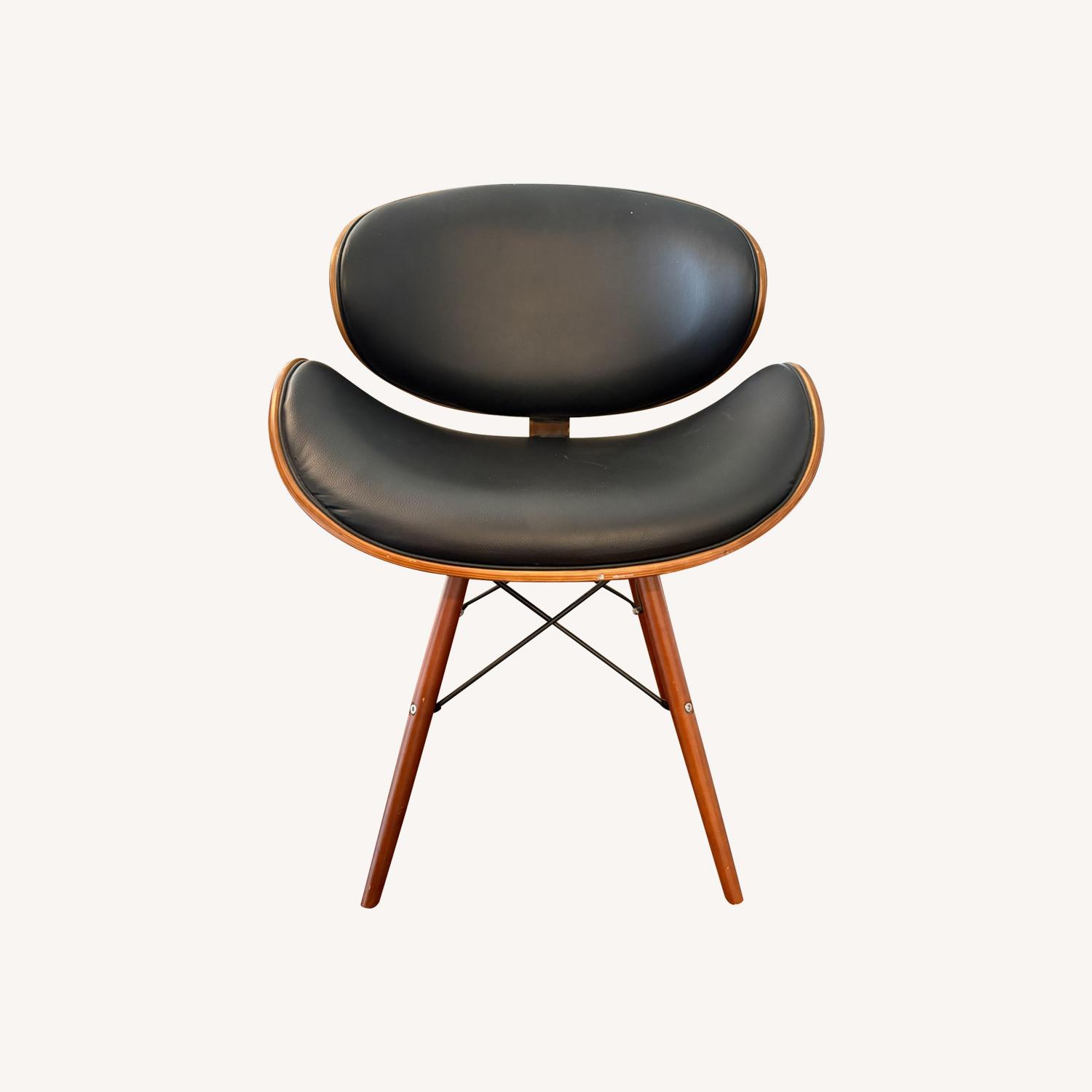 Mid-Century Modern Walnut and Black Accent Chair - image-0