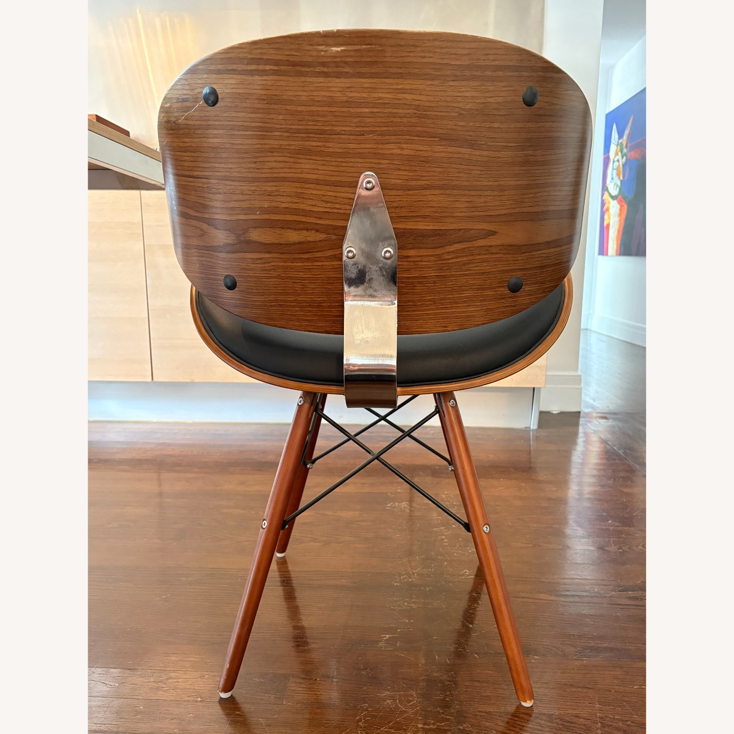 Mid-Century Modern Walnut and Black Accent Chair - image-4