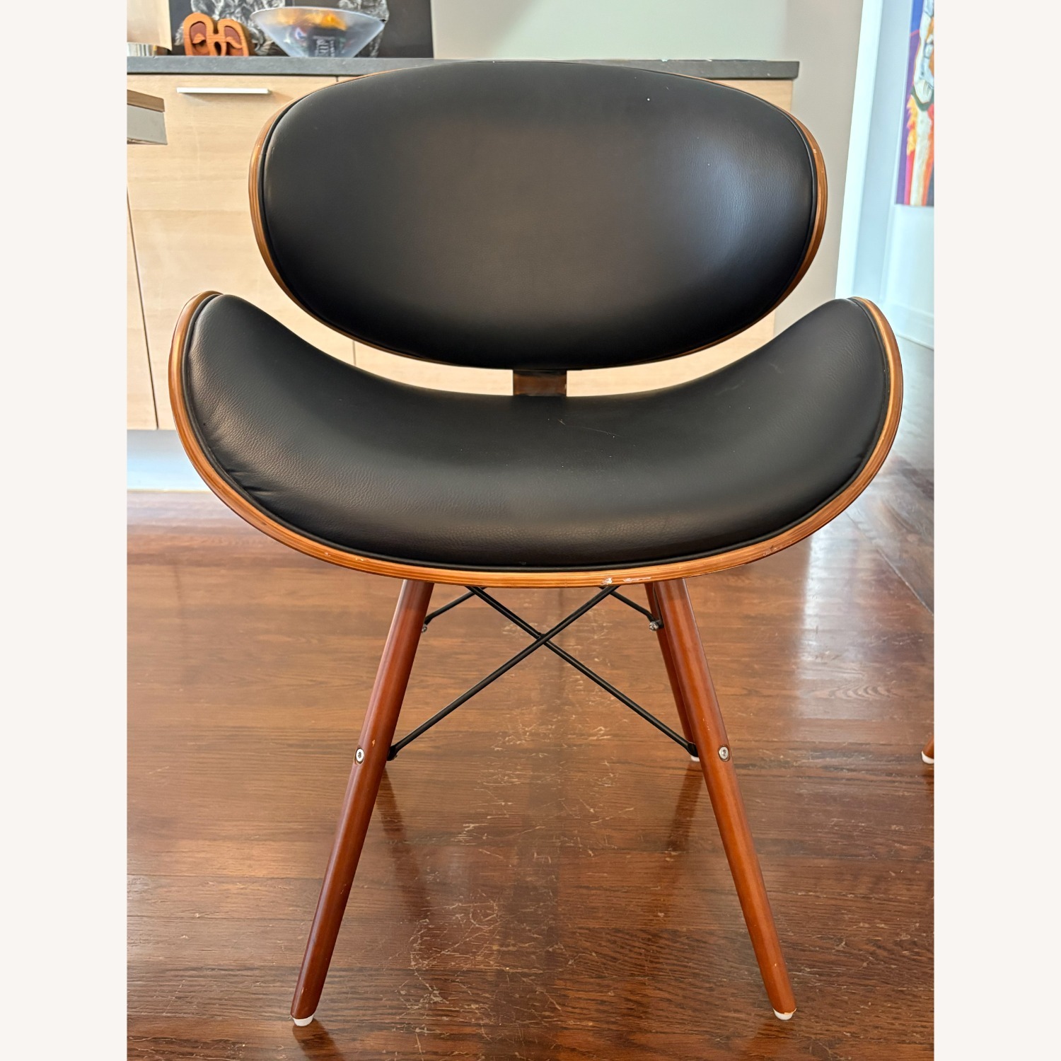 Mid-Century Modern Walnut and Black Accent Chair - image-2