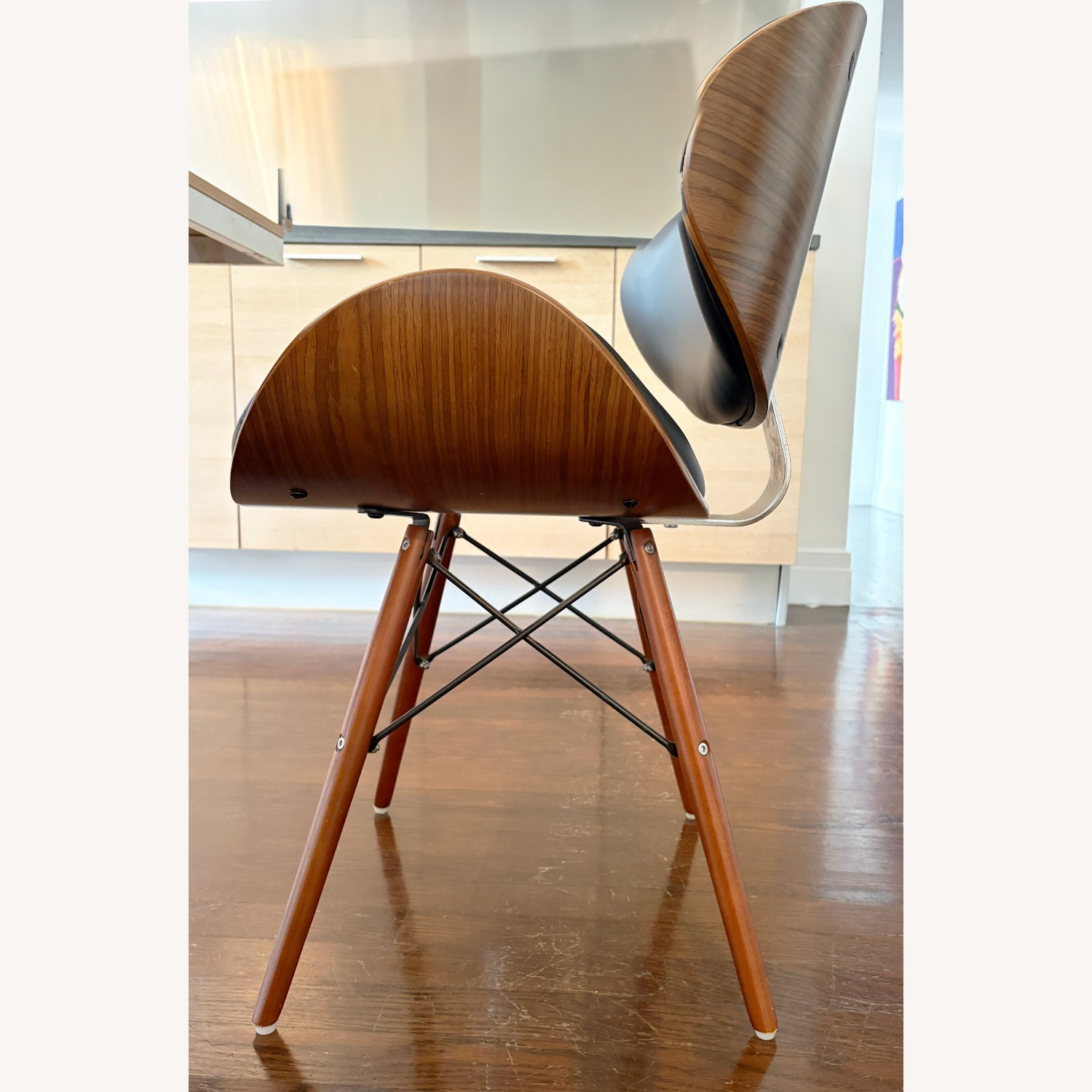 Mid-Century Modern Walnut and Black Accent Chair - image-5