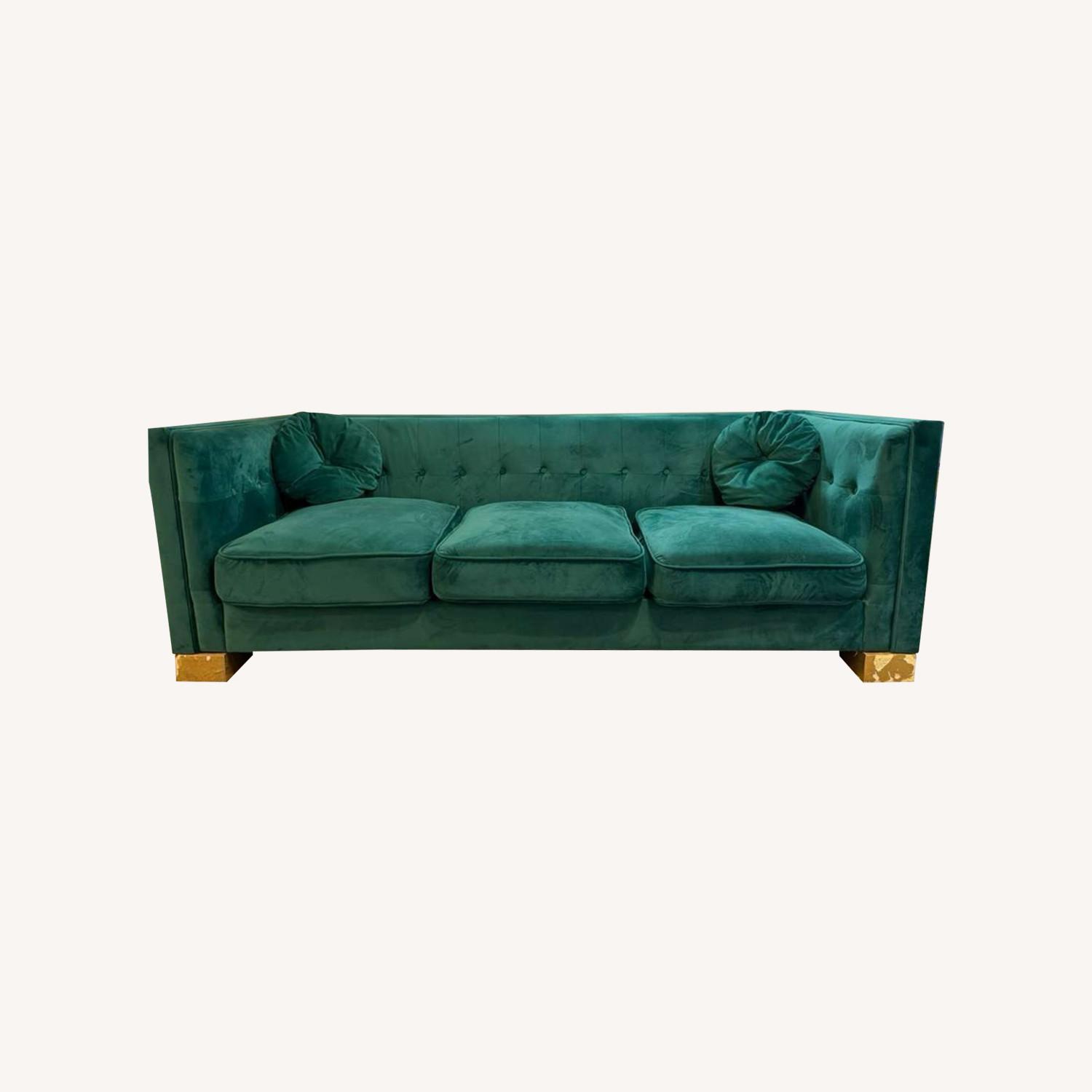 Green Velvet 3+ Seater Sofa - image-0