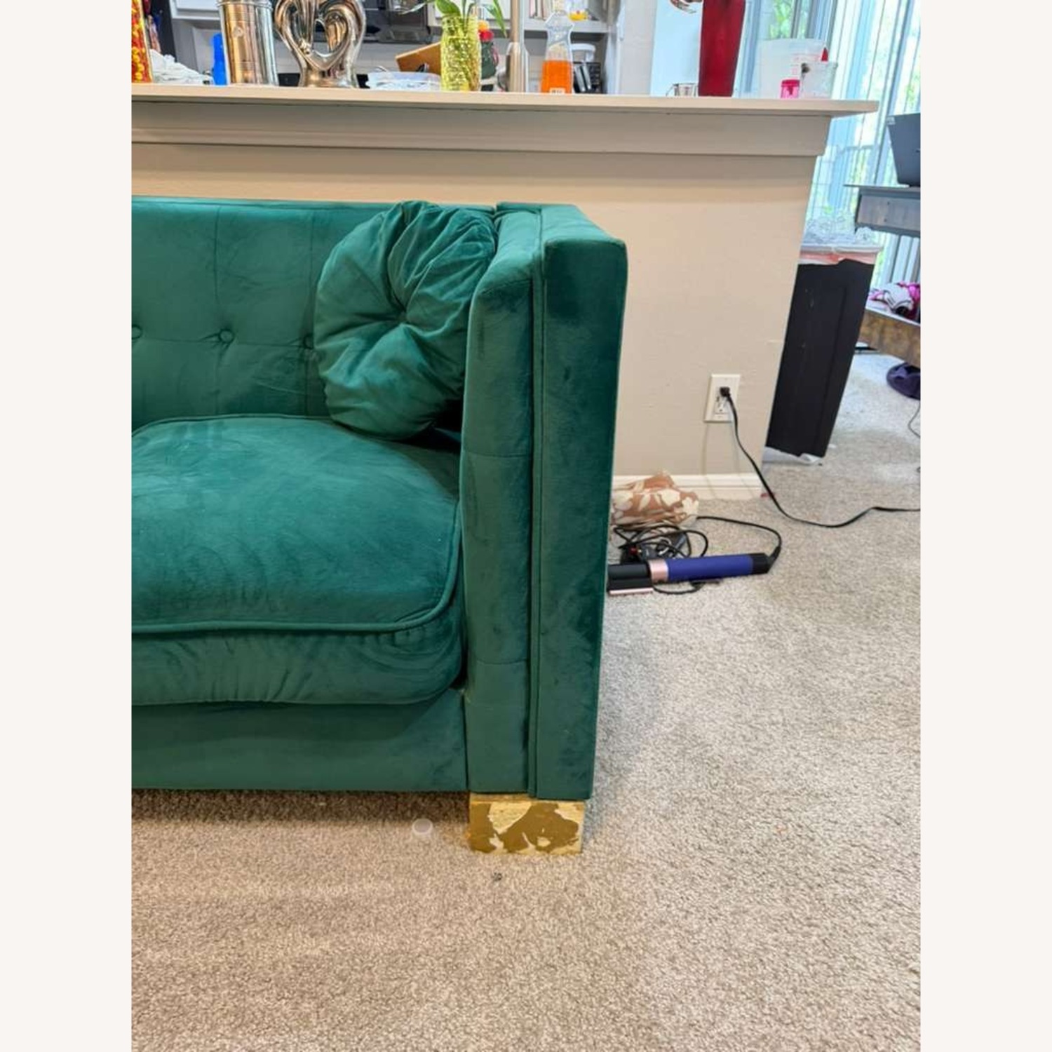 Green Velvet 3+ Seater Sofa - image-4