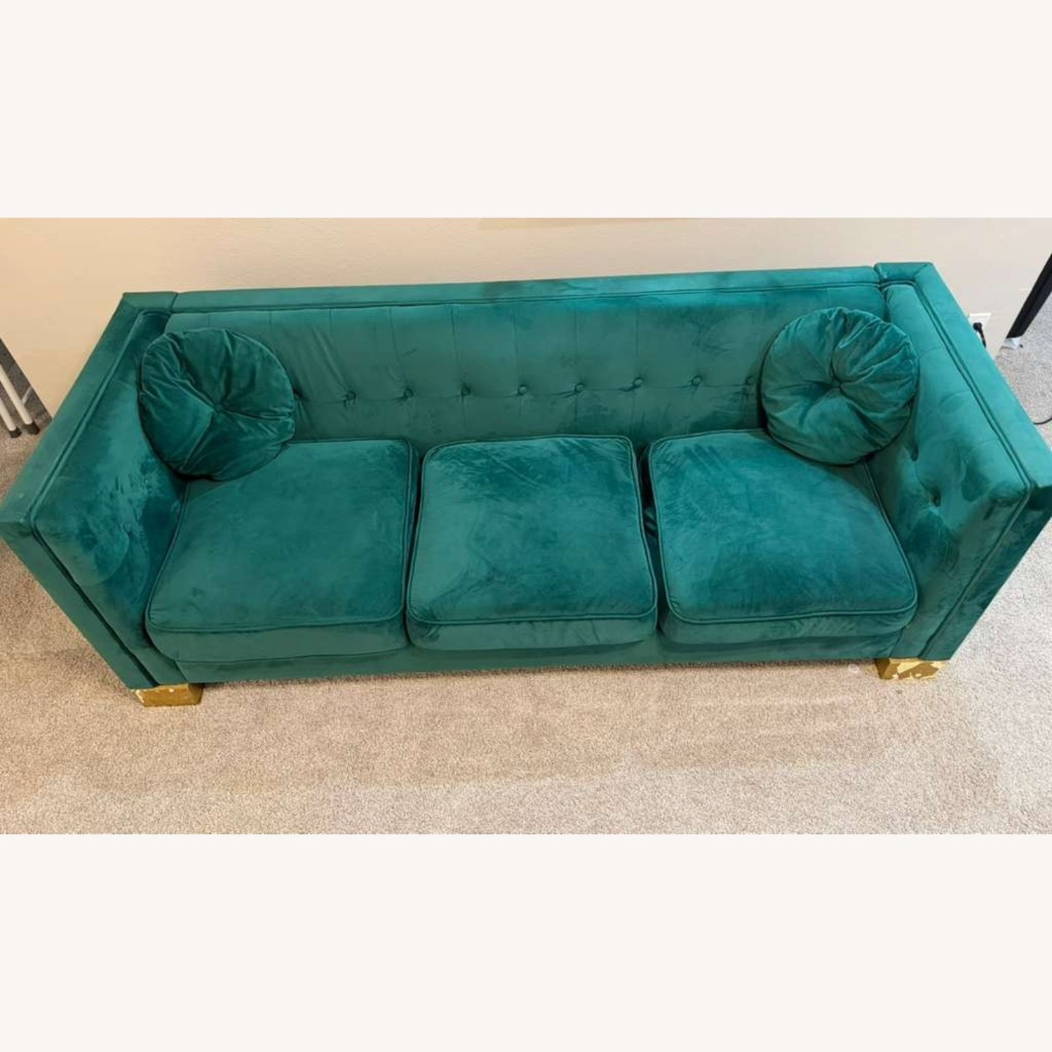Green Velvet 3+ Seater Sofa - image-3