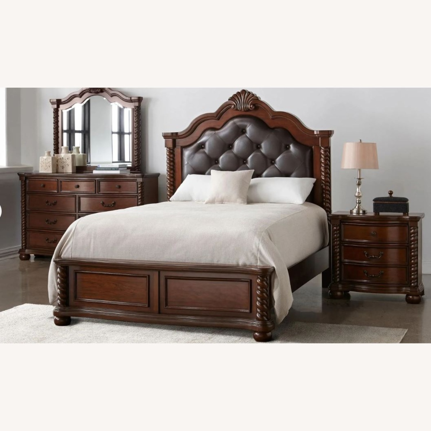 Raymour & Flanigan Chesapeak Dark Brown Wood Queen Bed - image-1