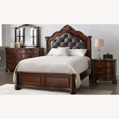 Used Raymour & Flanigan Chesapeak Dark Brown Wood Queen Bed for sale on AptDeco