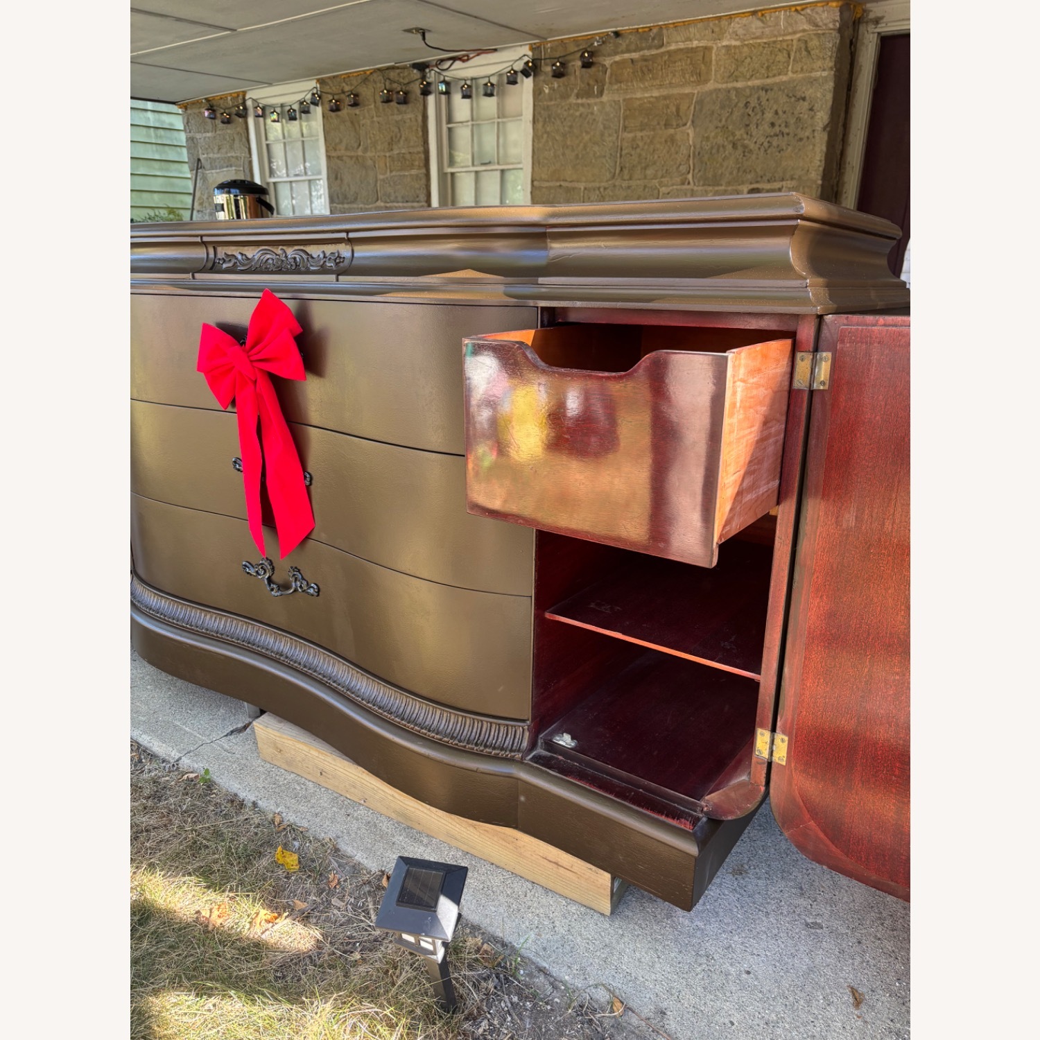 Vintage/Antique Dark Brown Wood Dresser - image-2