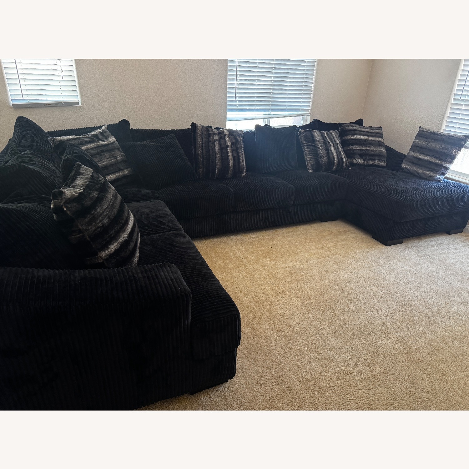 Comfort Bedding Inc. Corduroy Sectional Couch with Chaise Lounge - image-2