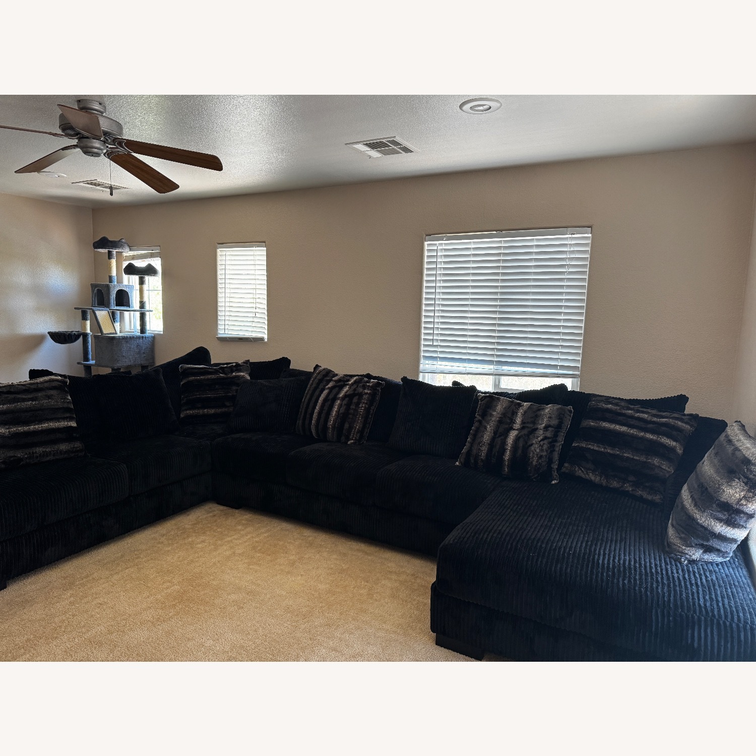 Comfort Bedding Inc. Corduroy Sectional Couch with Chaise Lounge - image-1