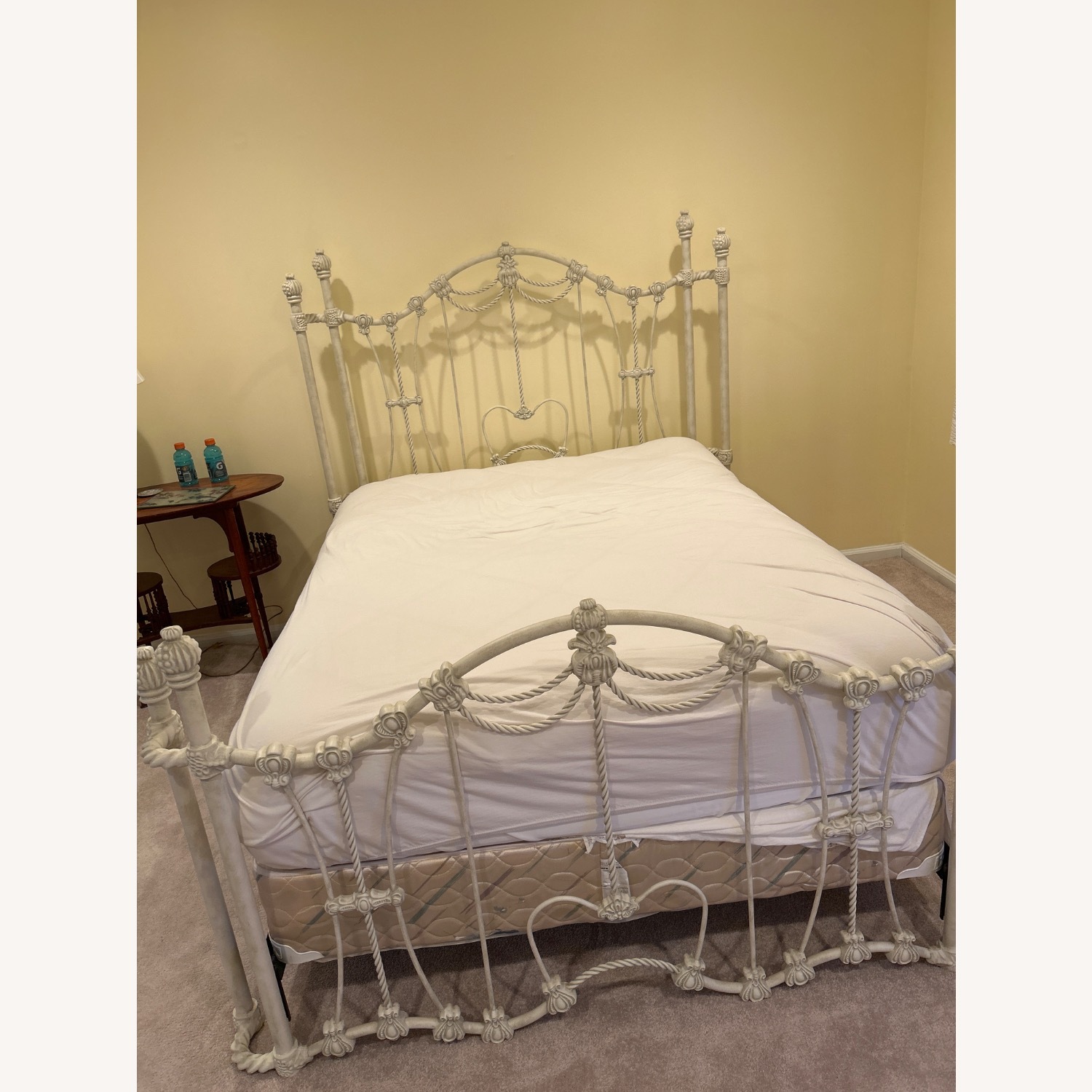 Vintage/Antique White Iron Full Bed - image-1