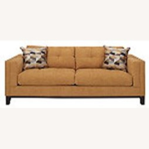 Used Raymour & Flanigan Yellow Fabric 2 Seater Sofa for sale on AptDeco