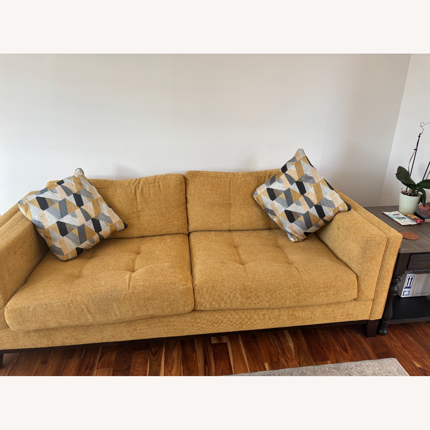 Raymour & Flanigan Yellow Fabric 2 Seater Sofa - image-2