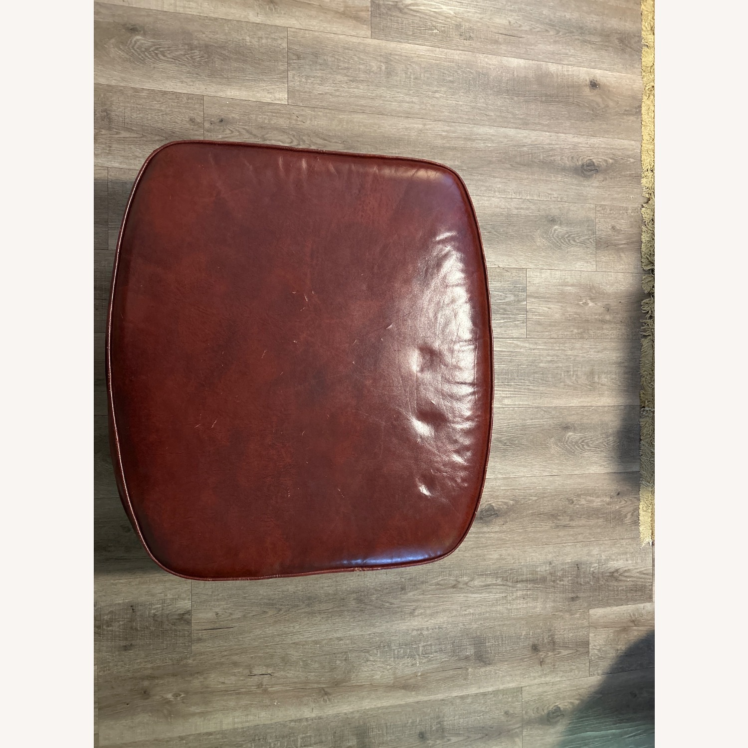 Vintage Red Leather Ottoman - image-3