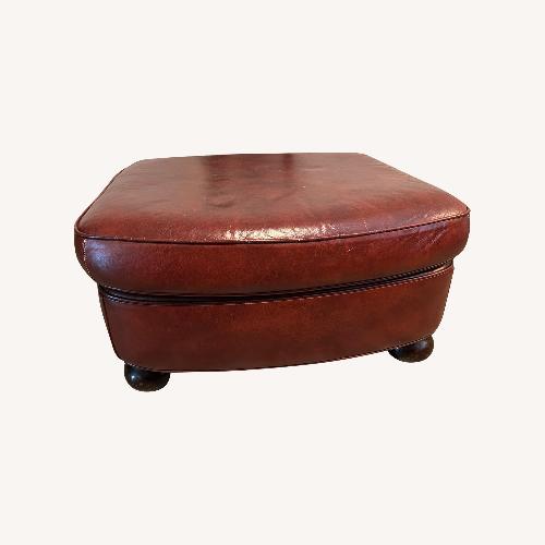 Used Vintage Red Leather Ottoman for sale on AptDeco
