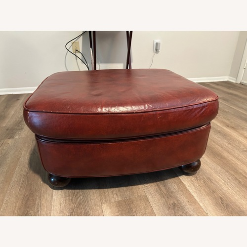 Used Vintage Red Leather Ottoman for sale on AptDeco