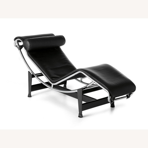 Used Cassina LC4 Black Leather Chaise Lounge Chair for sale on AptDeco
