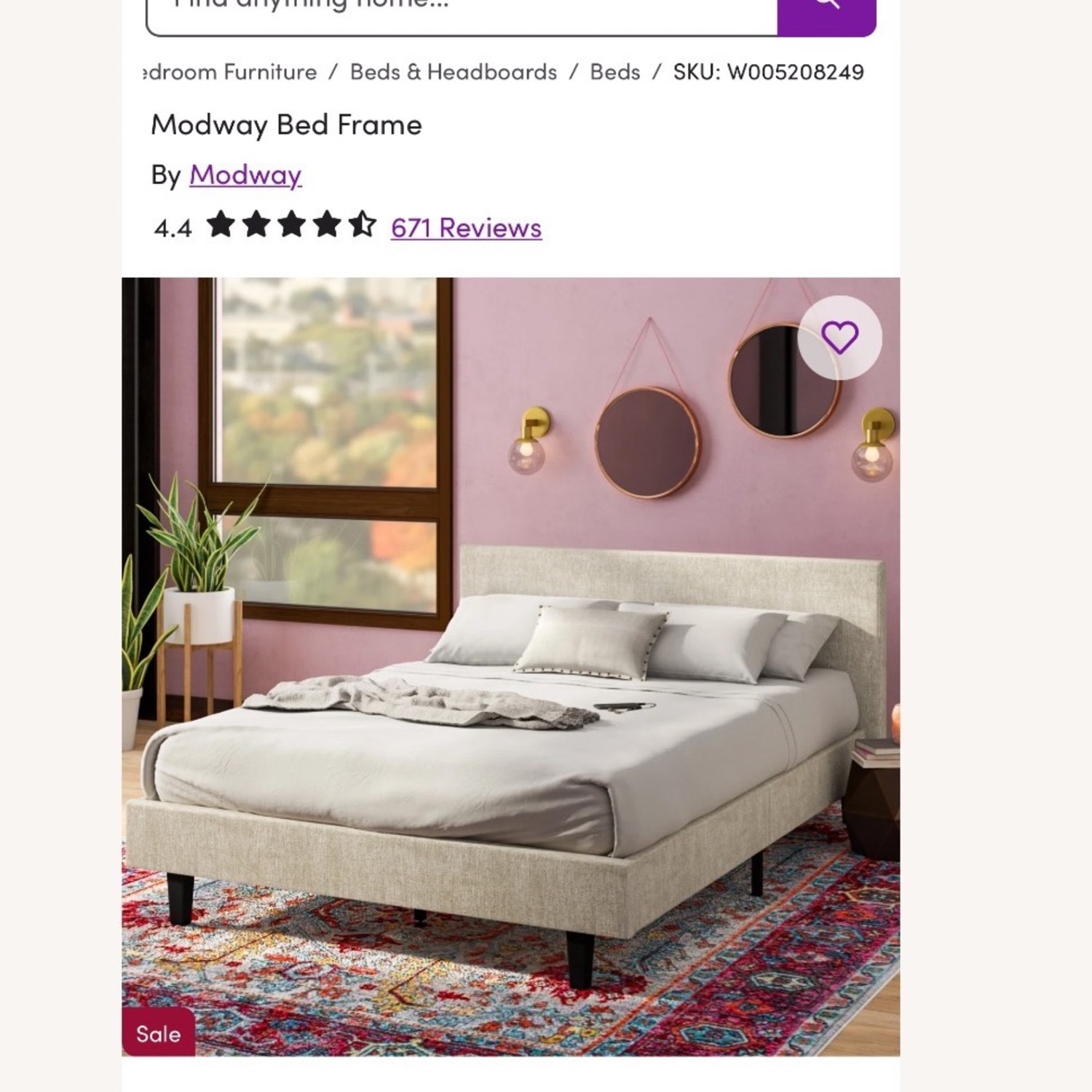 Modway Natural Fabric Full Bed - image-1