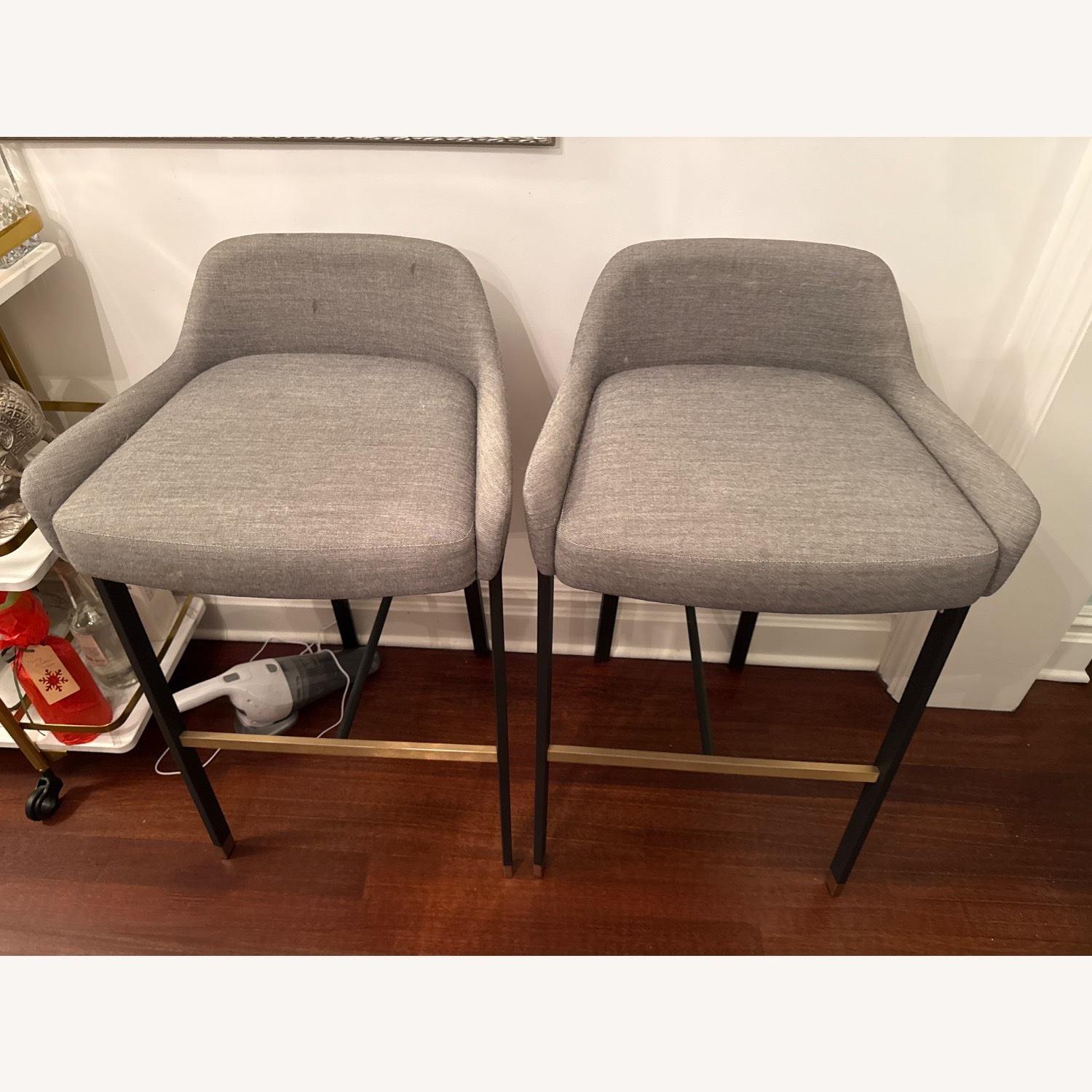 Light Gray Fabric Stools - image-1