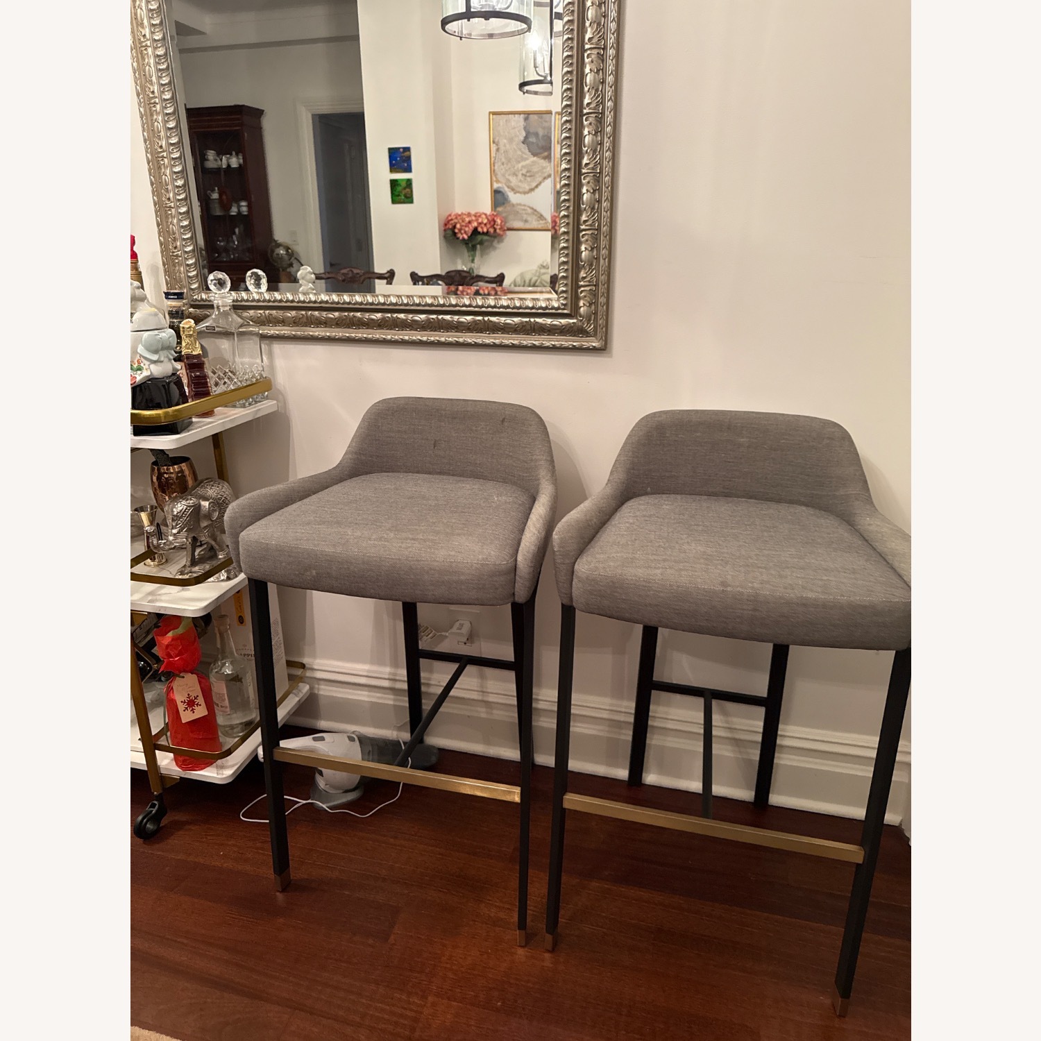 Light Gray Fabric Stools - image-2