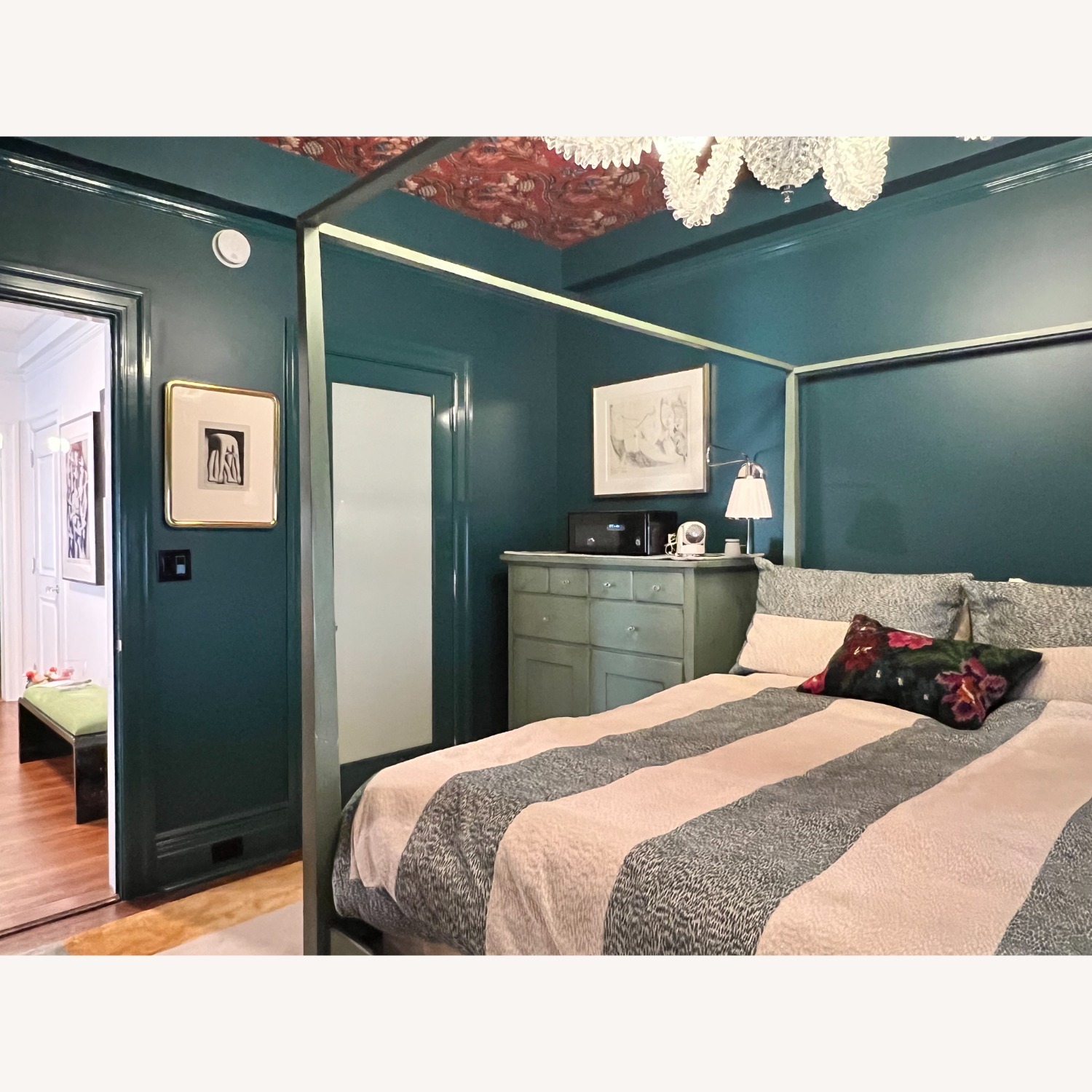 Grange Green Wood Queen Bed - image-1