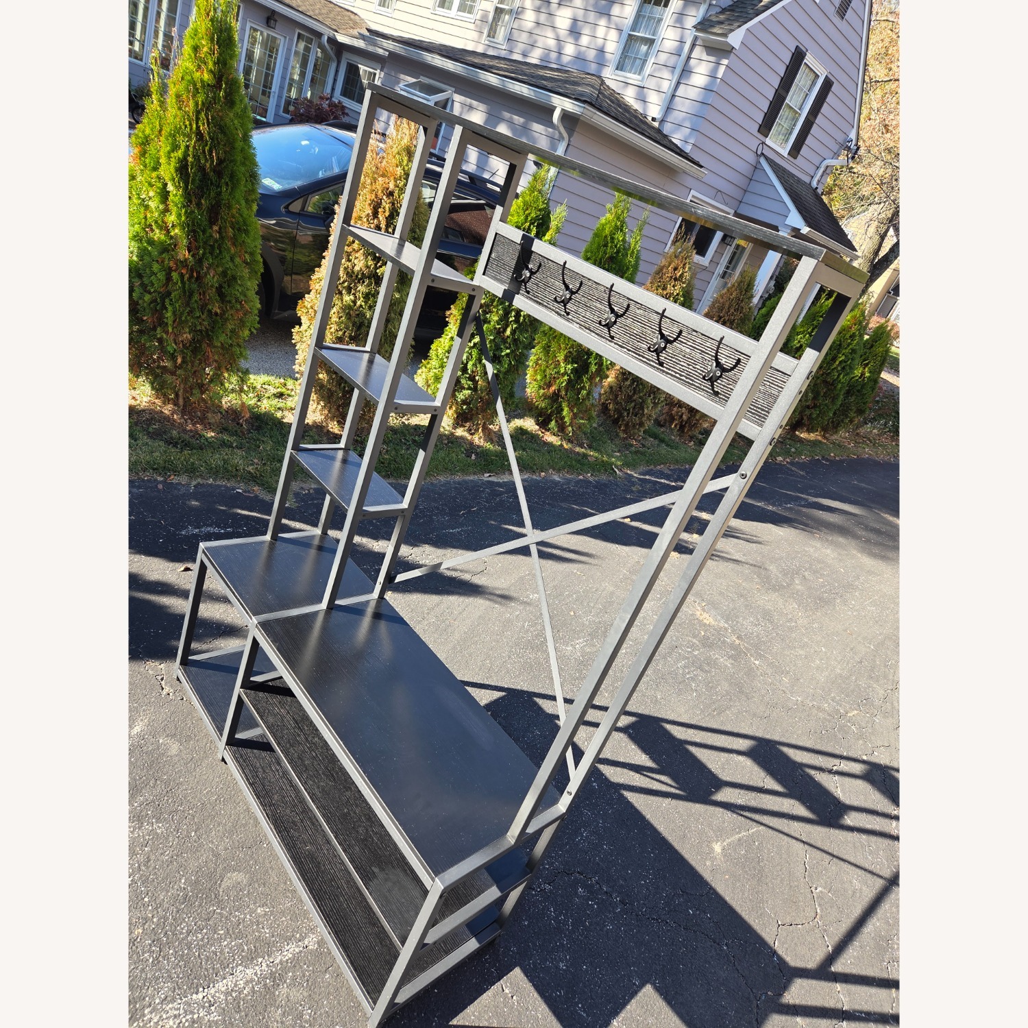 Storage Rack Organizer 48"W 6 Shelves 5 Hooks - image-10