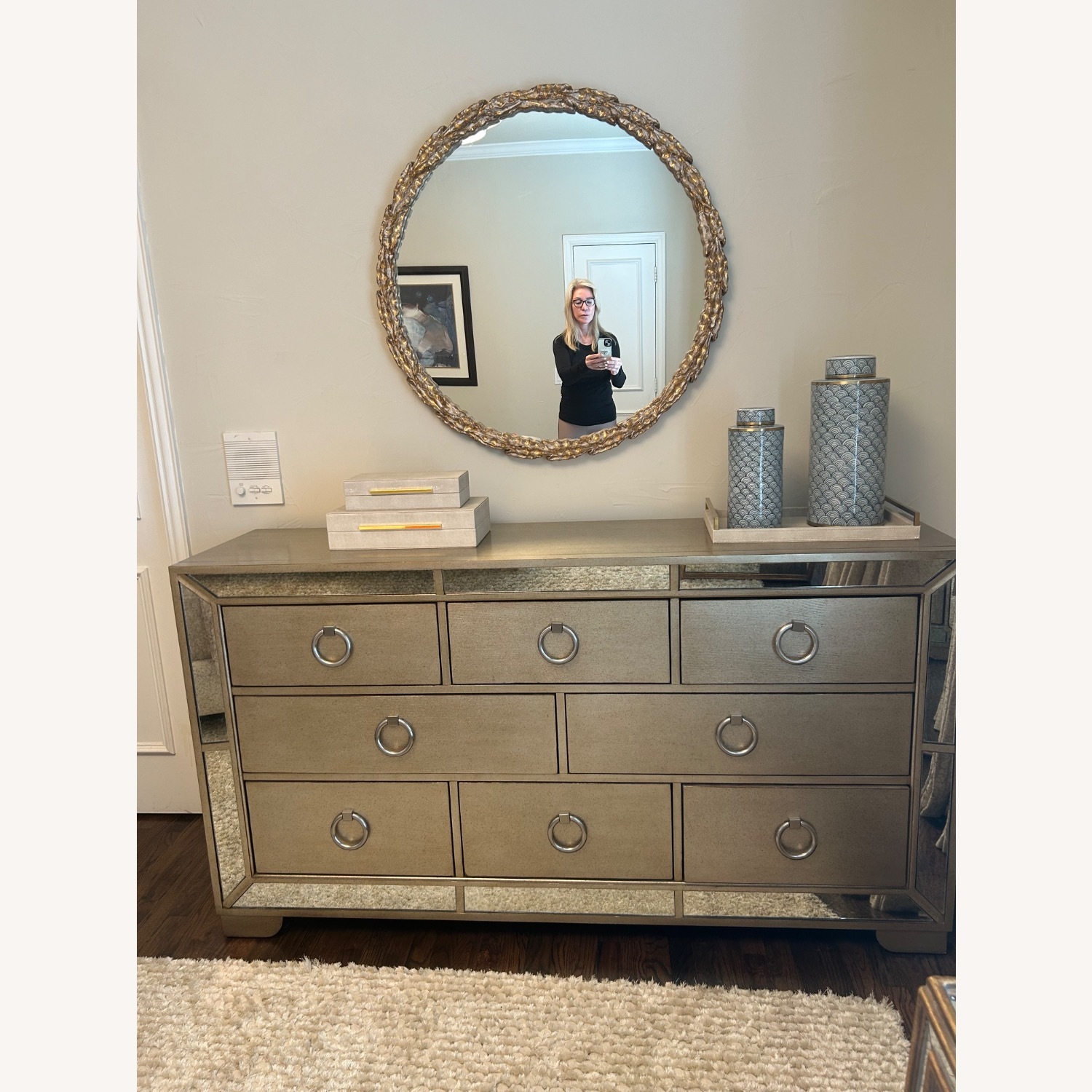 Z Gallerie Ava Gold Dresser W Antique Mirror Trim - image-1