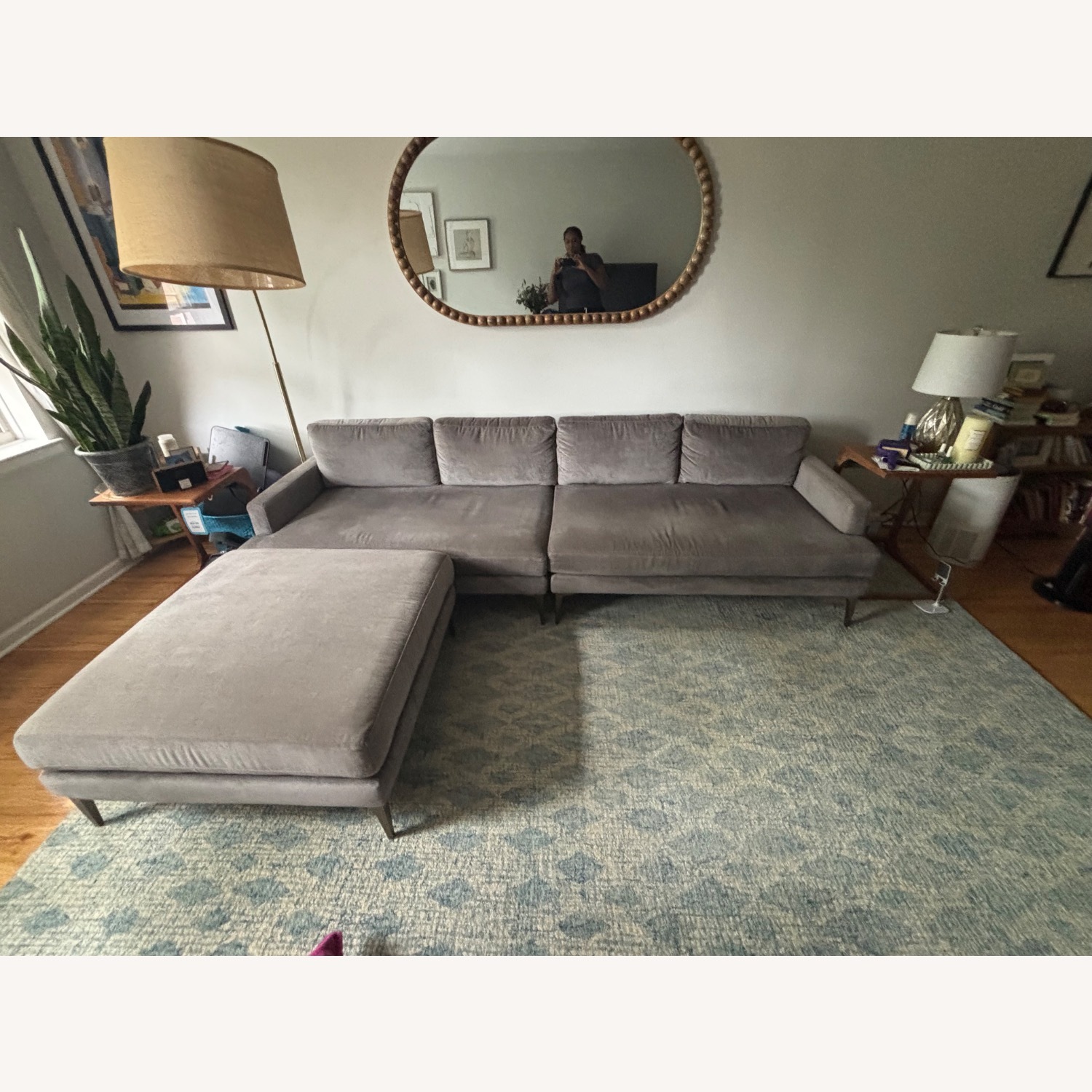 West Elm Light Gray Fabric 3+ Piece Sectional - image-3