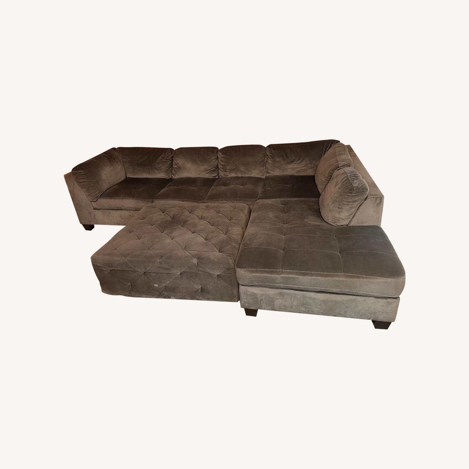 American Signature Gray Sectional Sofa  - image-0